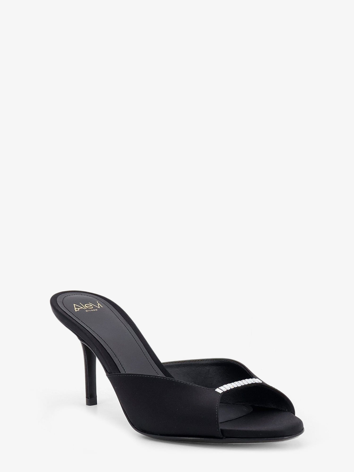 ALEVI` Luana satin sandals with rhinestone detail on the front