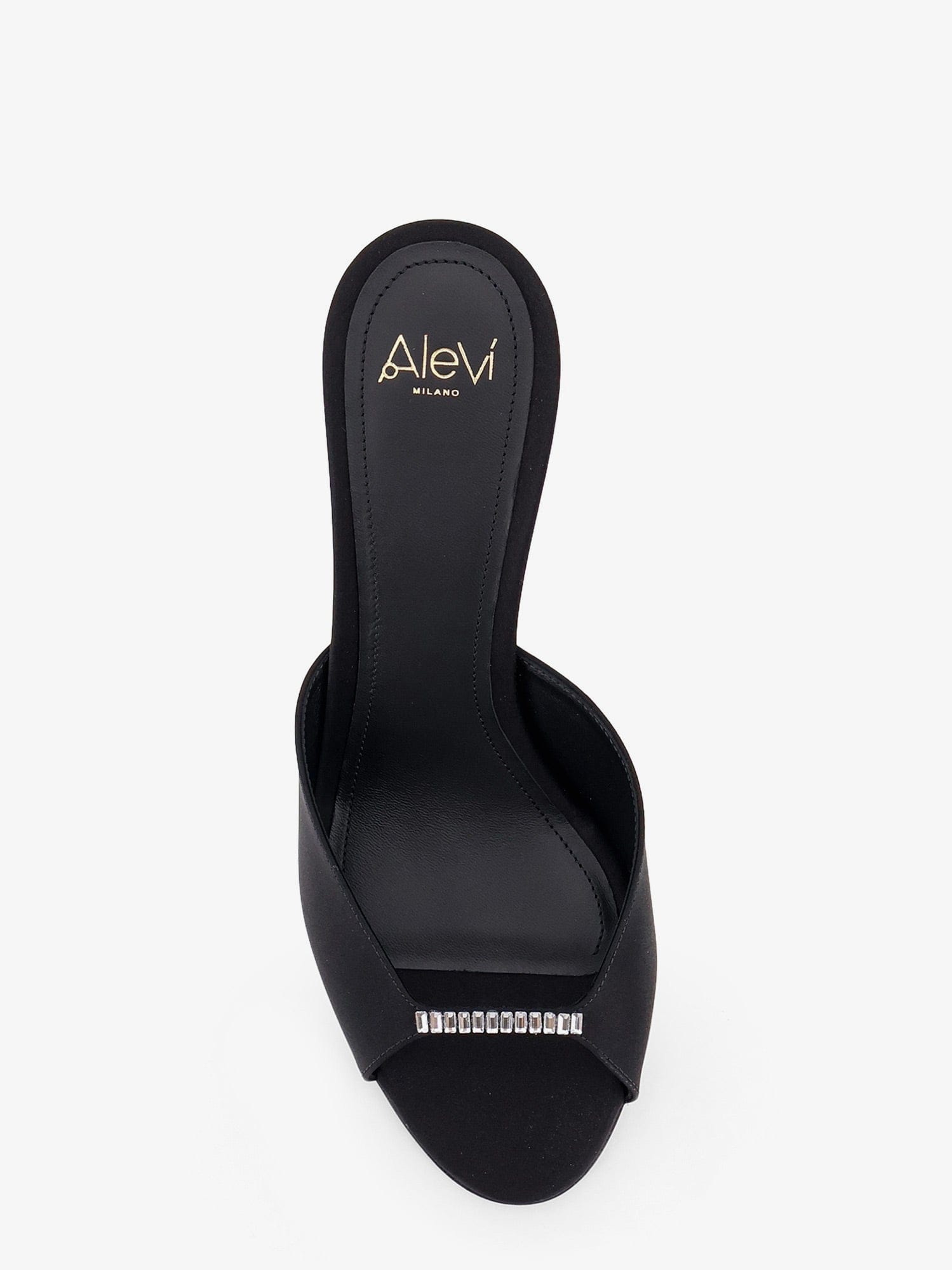 ALEVI` Luana satin sandals with rhinestone detail on the front