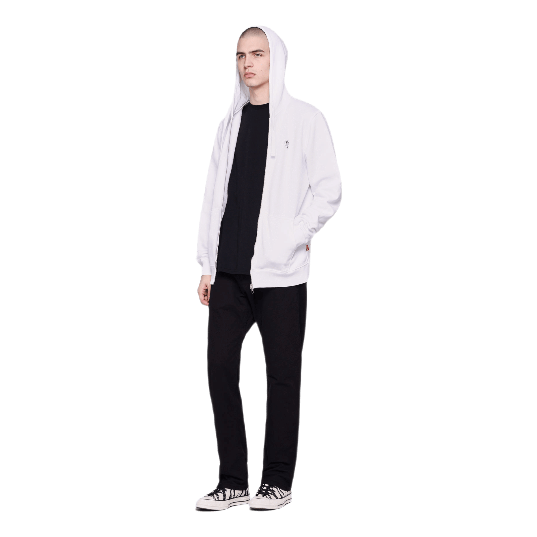 WHITE* Palm Patch Zip Hoodie White