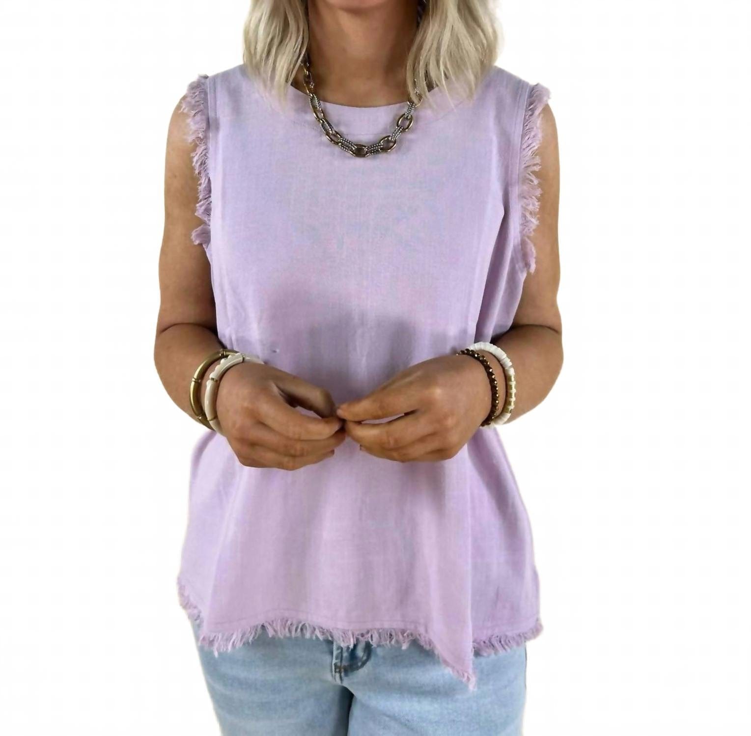 Sloane Button Back Tank Top In Orchid Bloom
