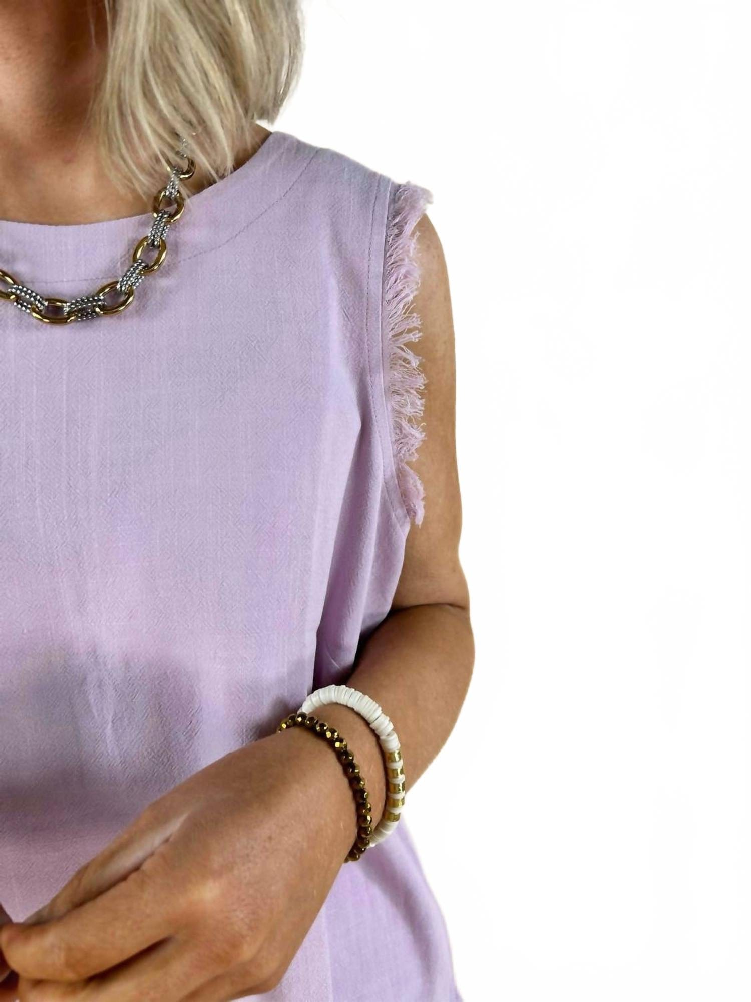 Sloane Button Back Tank Top In Orchid Bloom