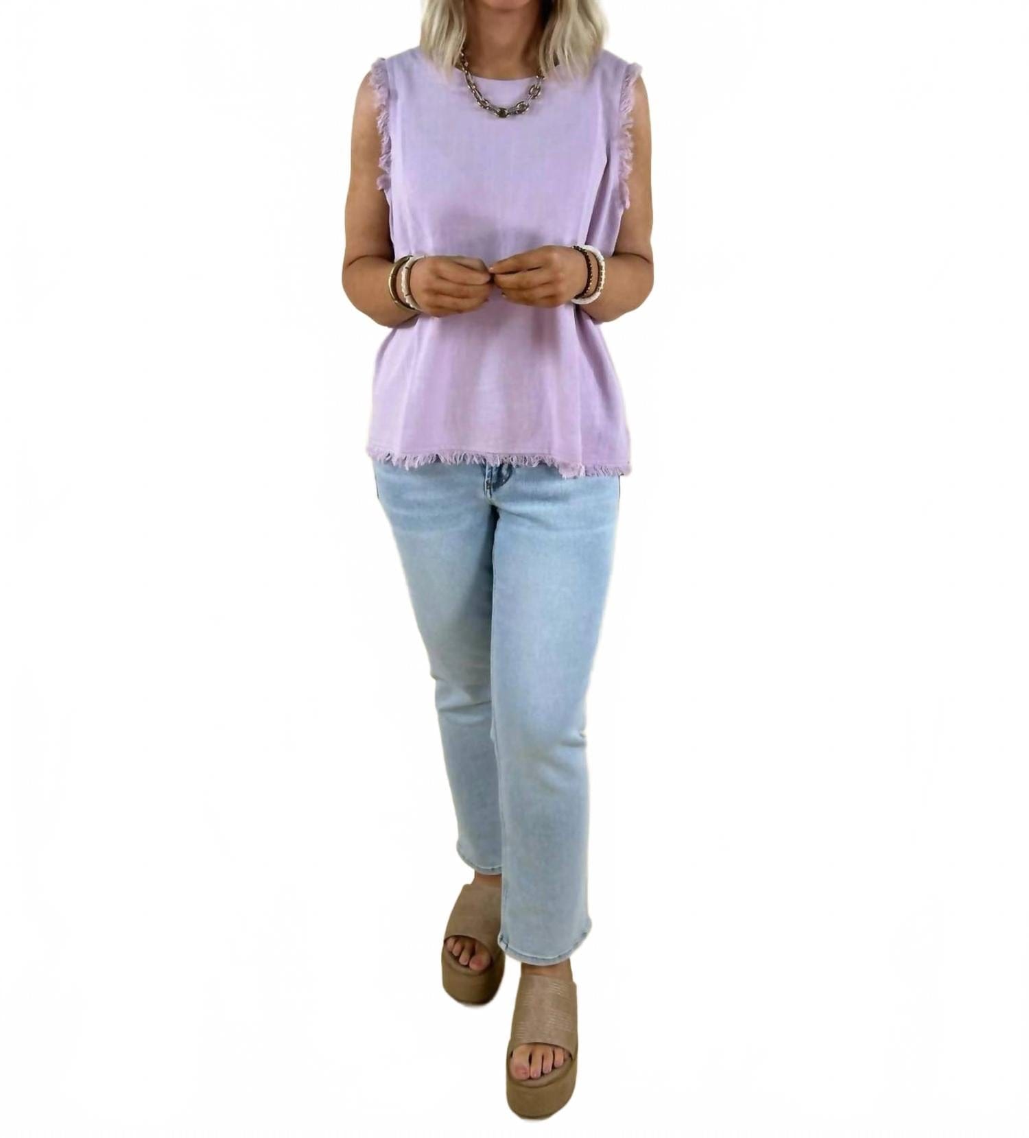 Sloane Button Back Tank Top In Orchid Bloom