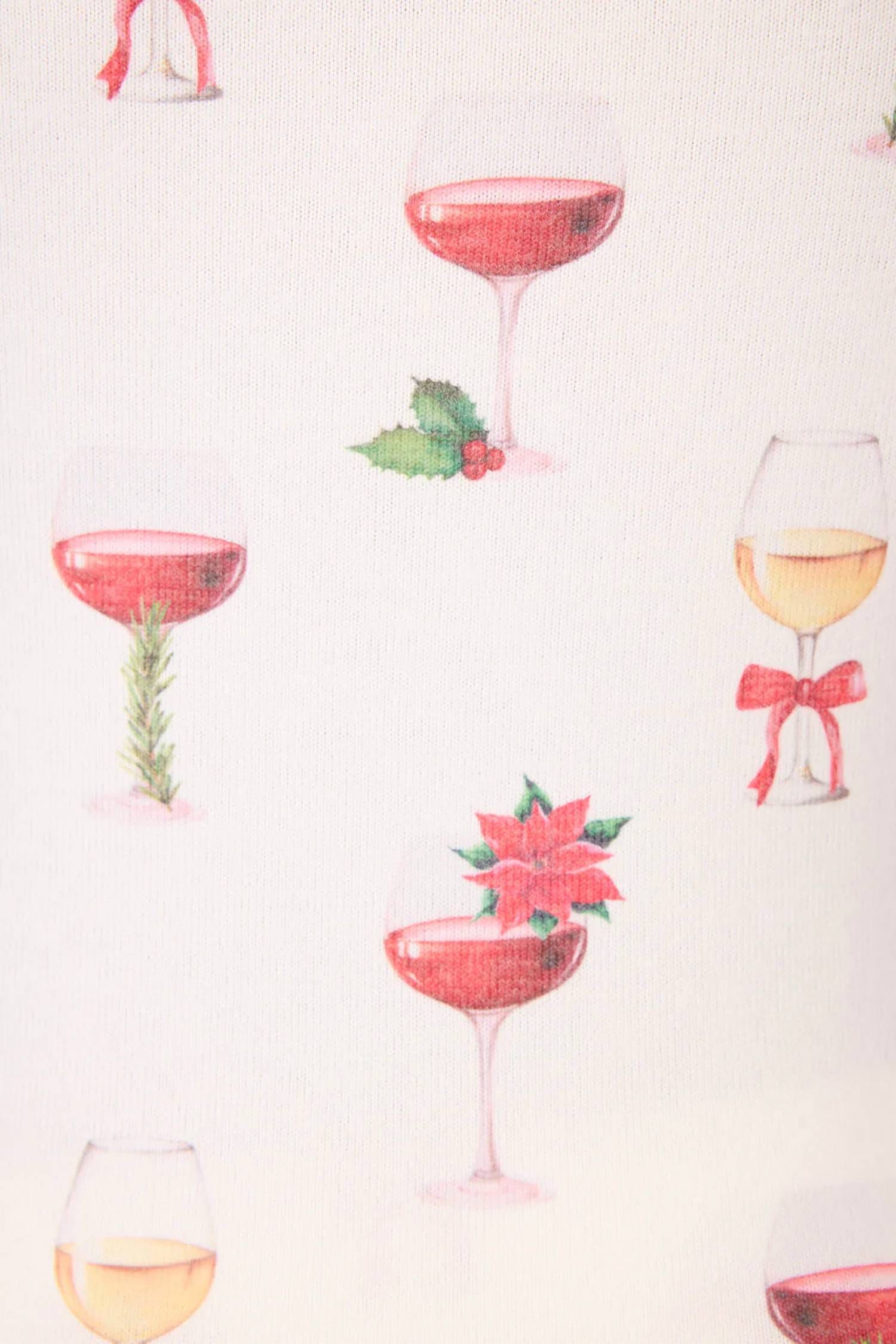 holiday Let's Get Toasty Holiday Wine Print Tank Top In Ivory