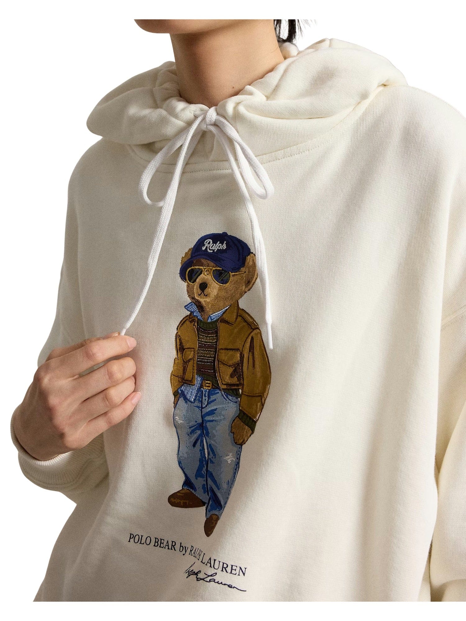 White Bear Graphic Drawstring Hoodie