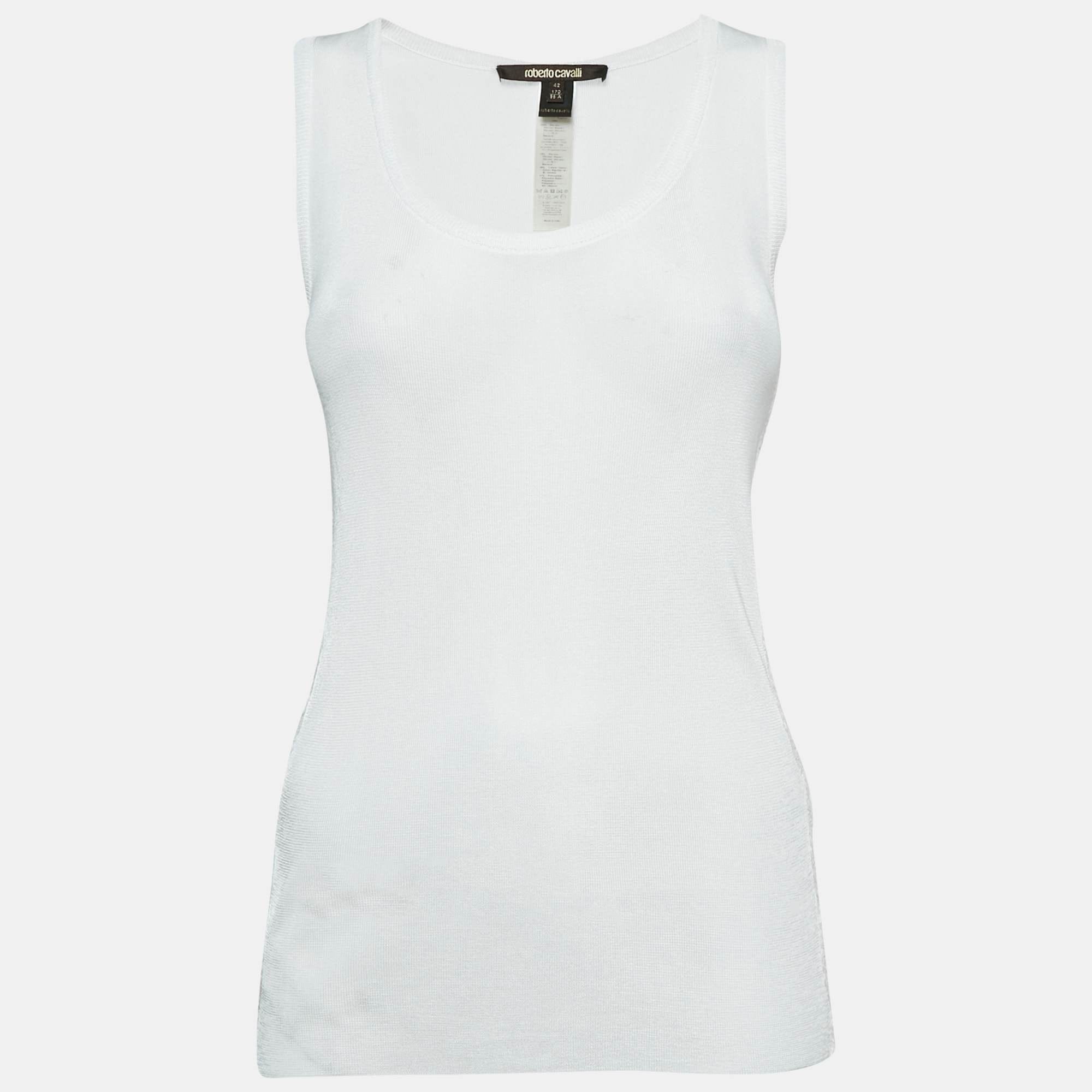 White Jersey Lace Trimmed Tank Top
