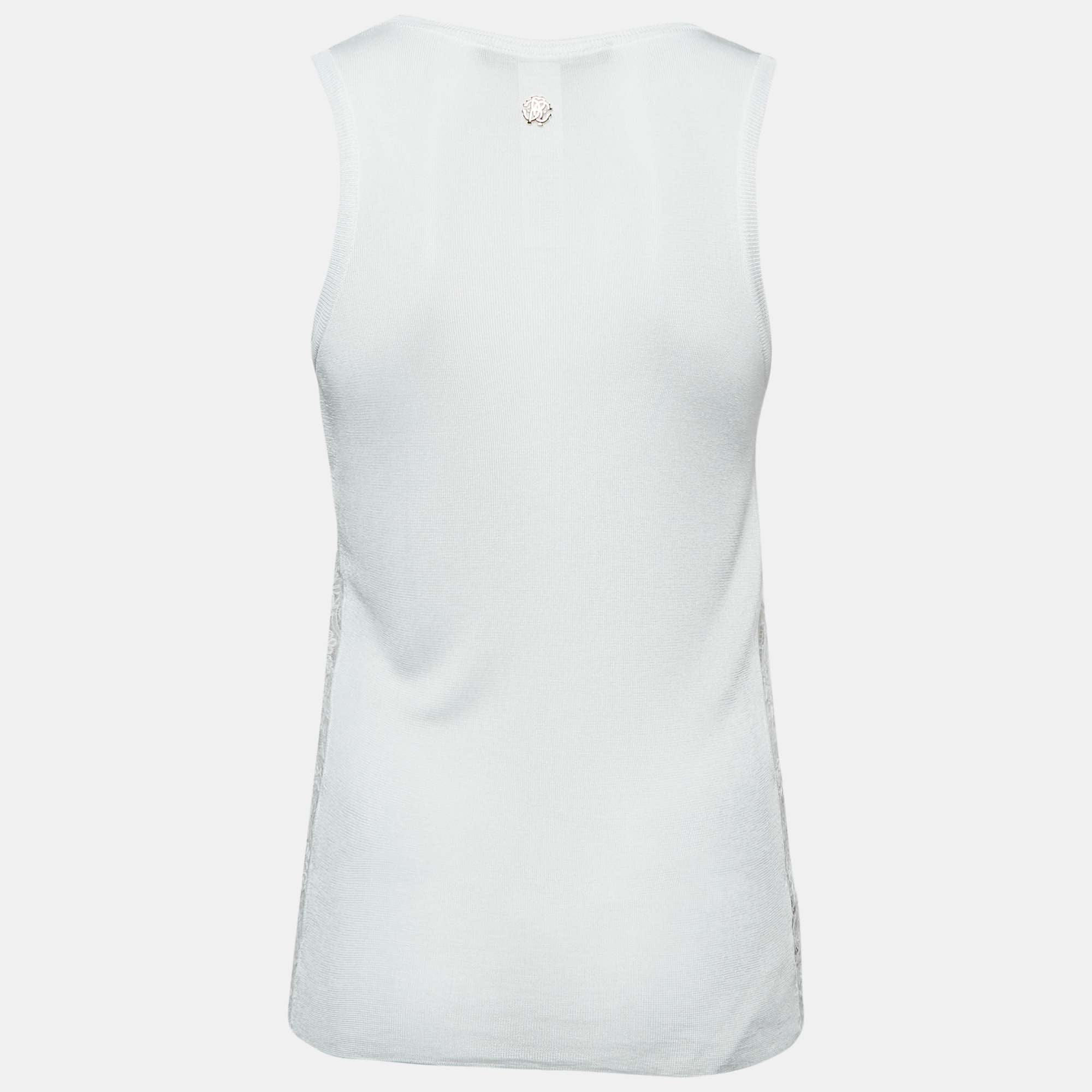 White Jersey Lace Trimmed Tank Top