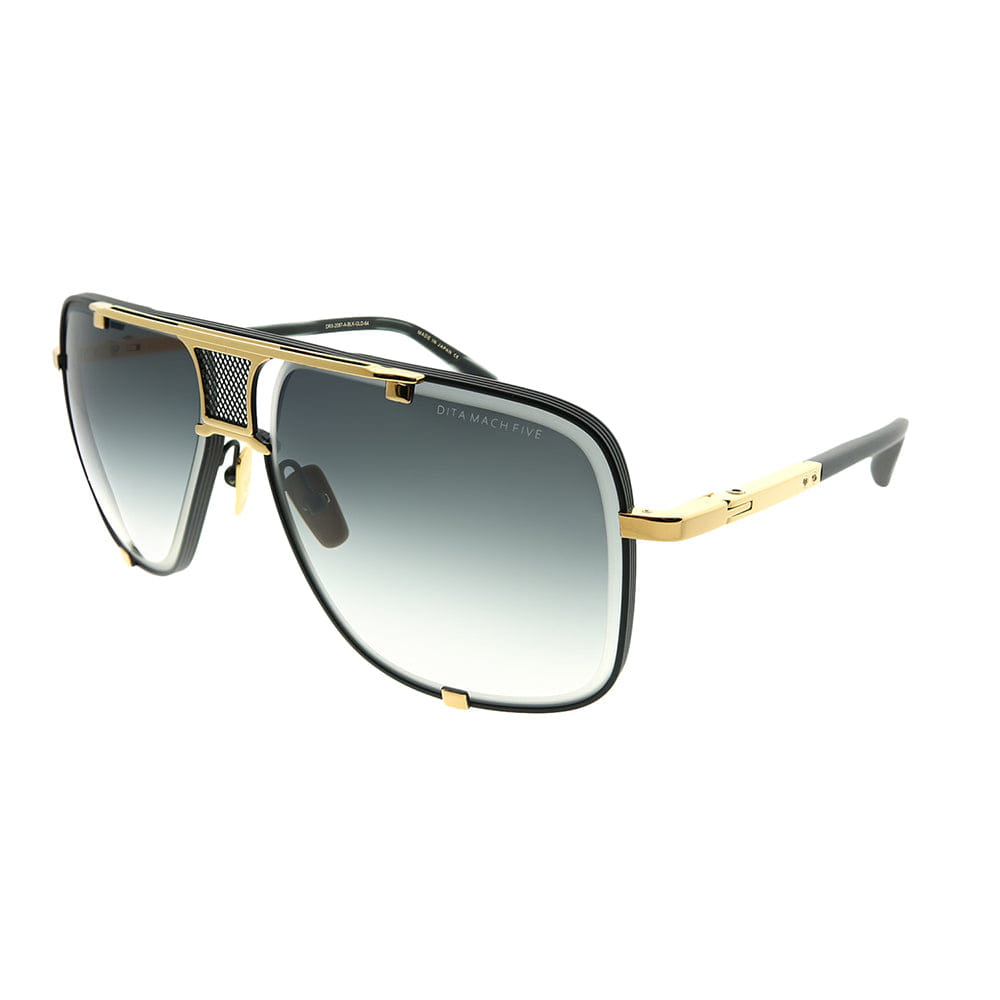 Aviator Mach - Five DRX - 2087 - A - BLK - GLD - 64 Unisex Aviator Sunglasses