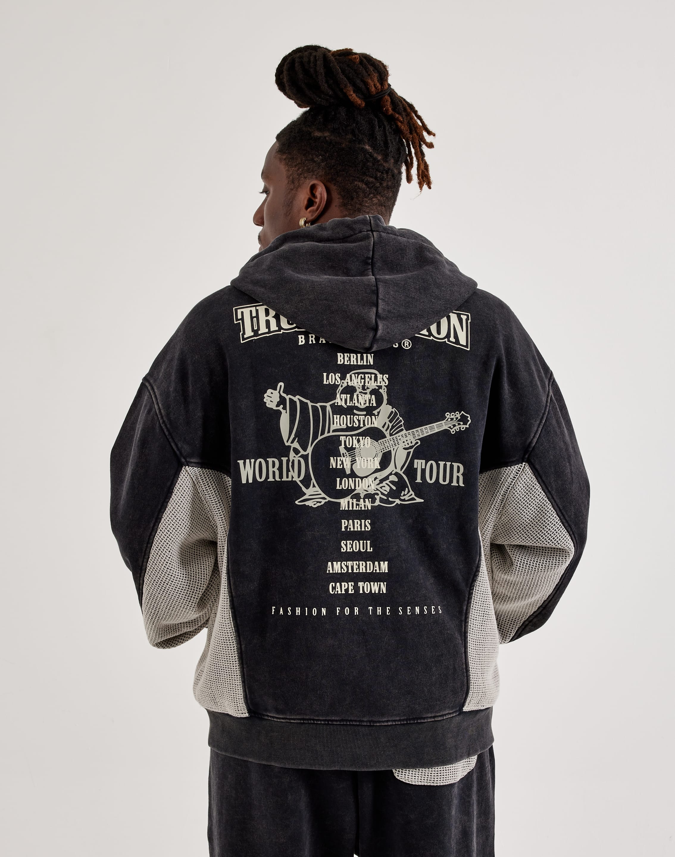 True Religion Mesh Inset Full - Zip Fleece Hoodie