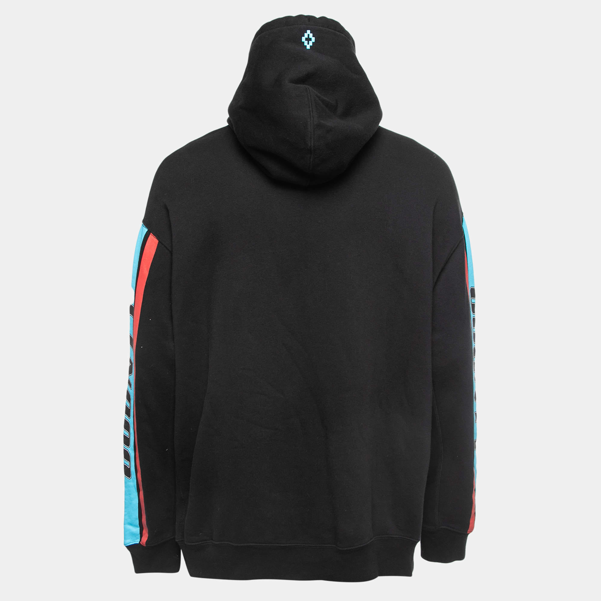 Marcelo Burlon Black County Stripe Print Cotton Hoodie