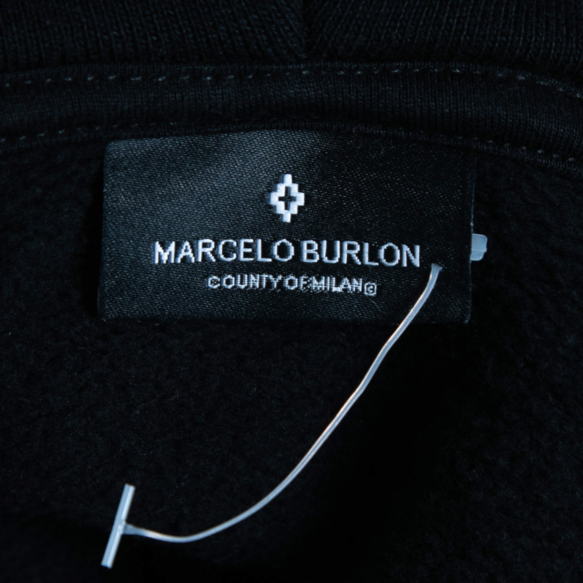 Marcelo Burlon Black County Stripe Print Cotton Hoodie