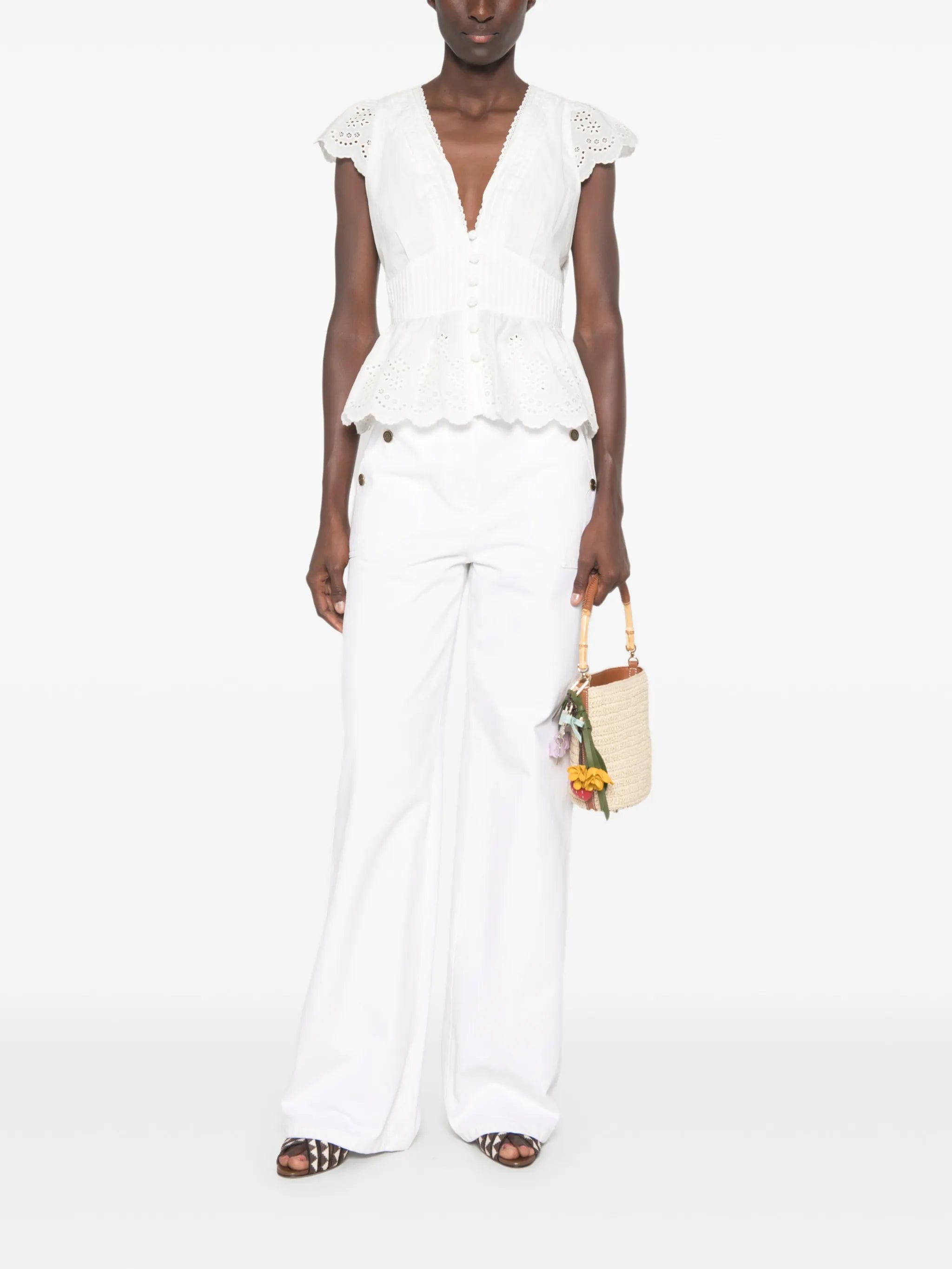 FARM Rio embroidered peplum blouse