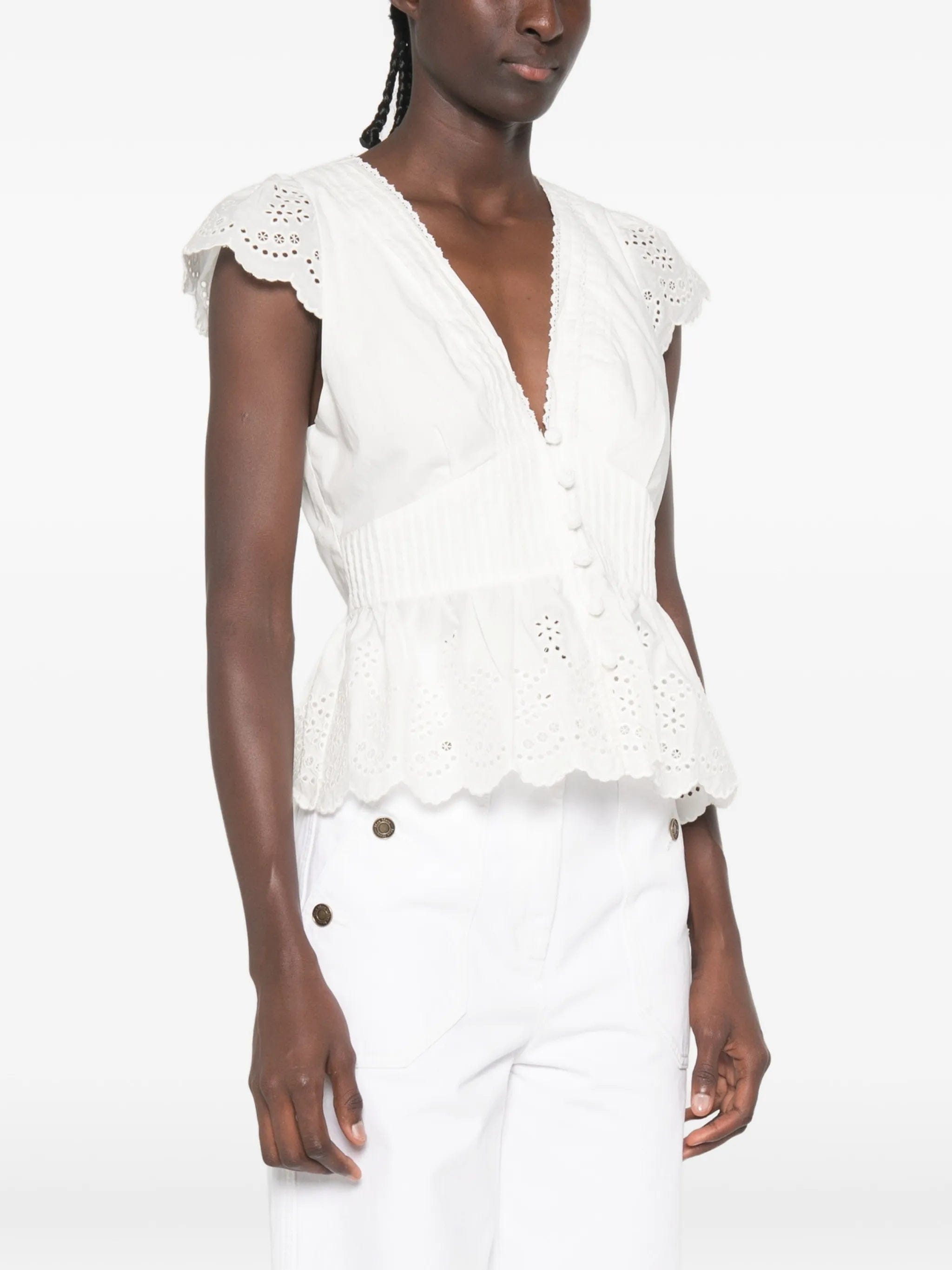 FARM Rio embroidered peplum blouse