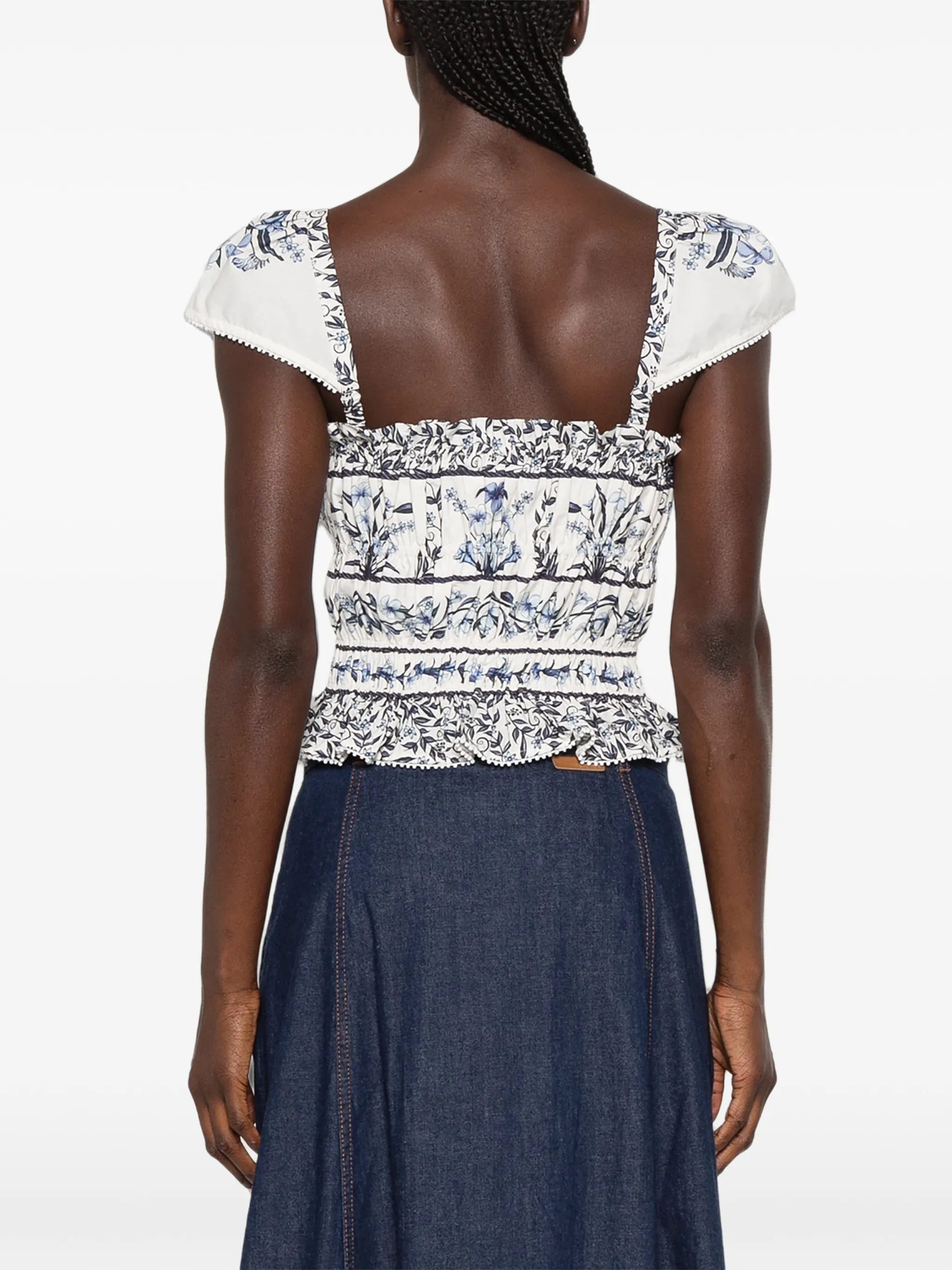 FARM Rio floral - print gathered blouse