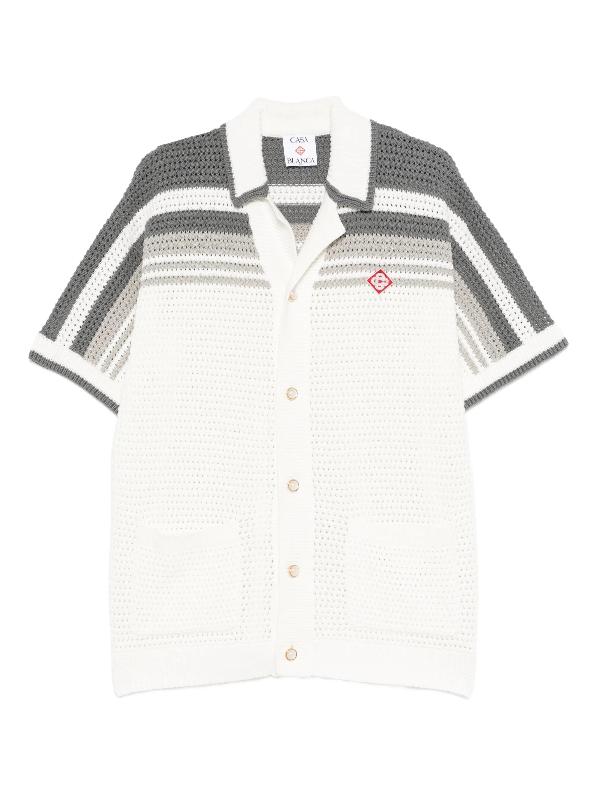 Casablanca Tennis striped button short sleeve shirt
