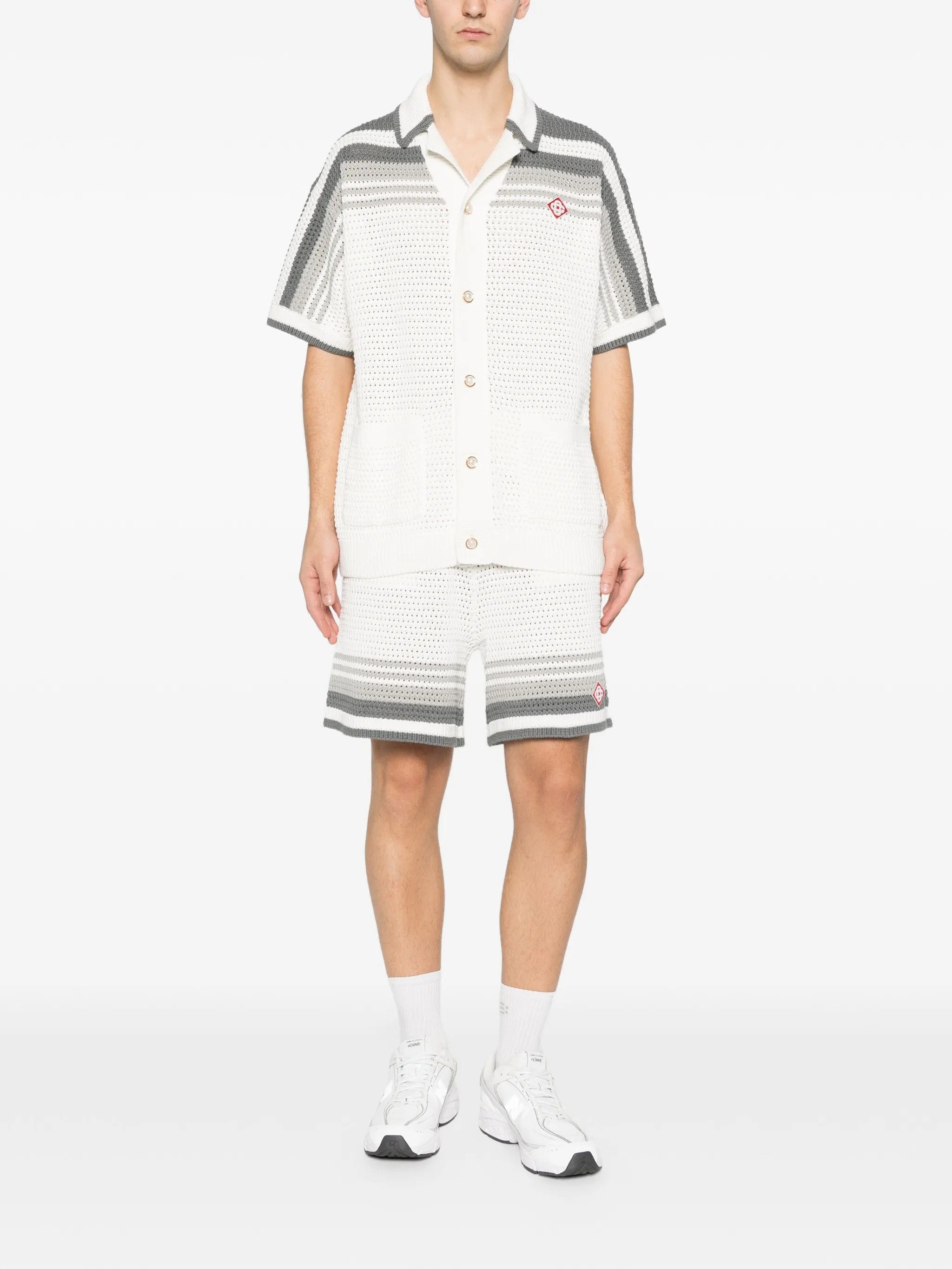 Casablanca Tennis striped button short sleeve shirt