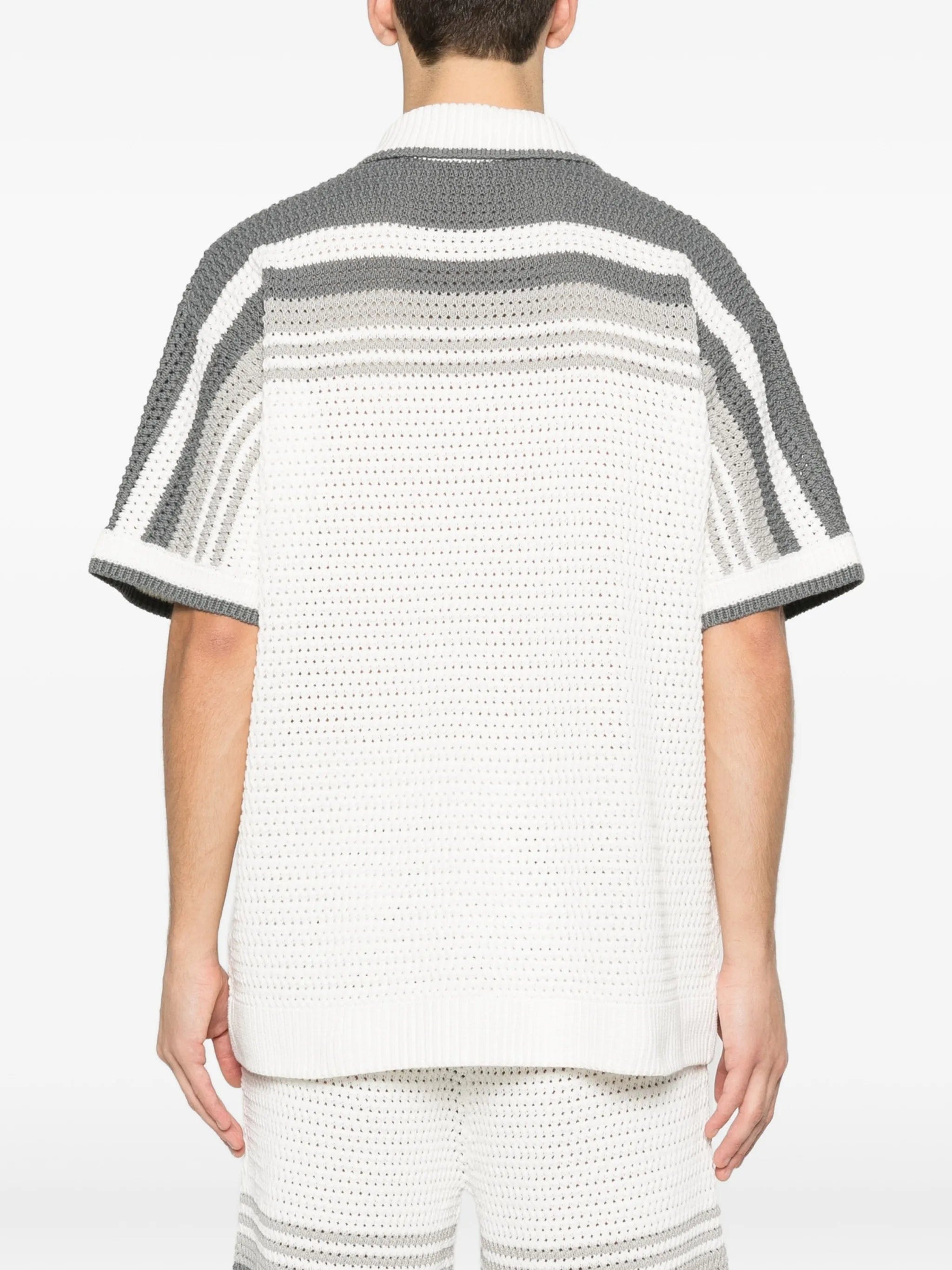 Casablanca Tennis striped button short sleeve shirt