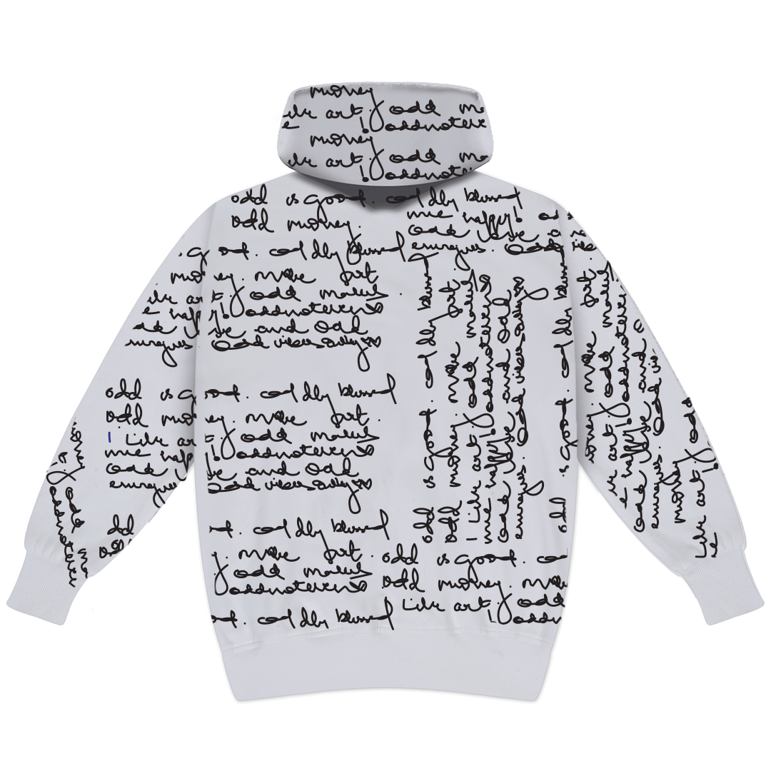 Oddnoteven White Scribble Wave Hoodie