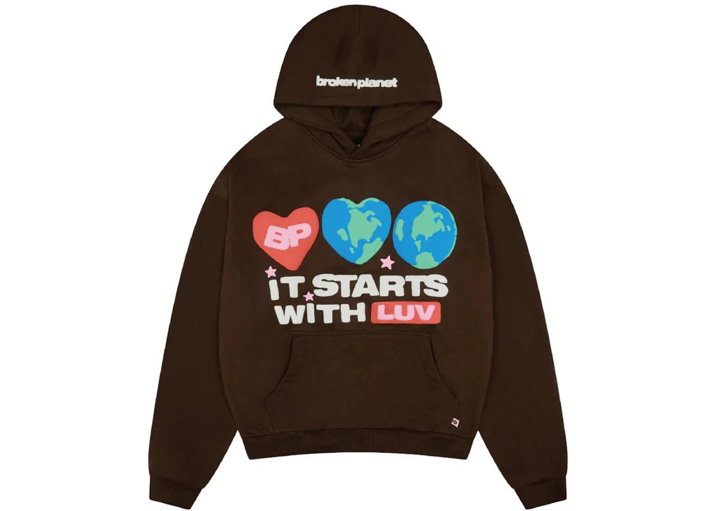 Broken Planet It Starts With Luv Hoodie Mocha Brown