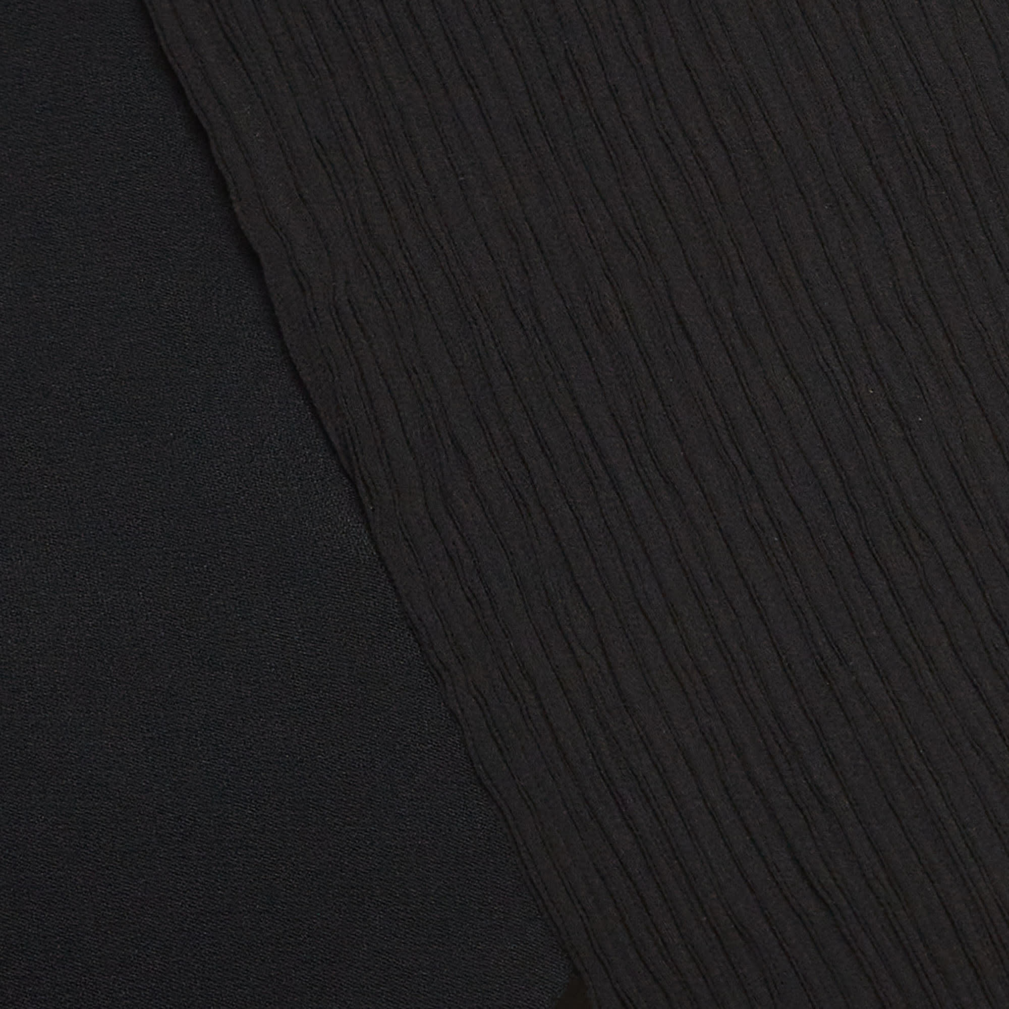 Roland Mouret Black Rippled Chiffon And Stretch Crepe Maida Crop Top