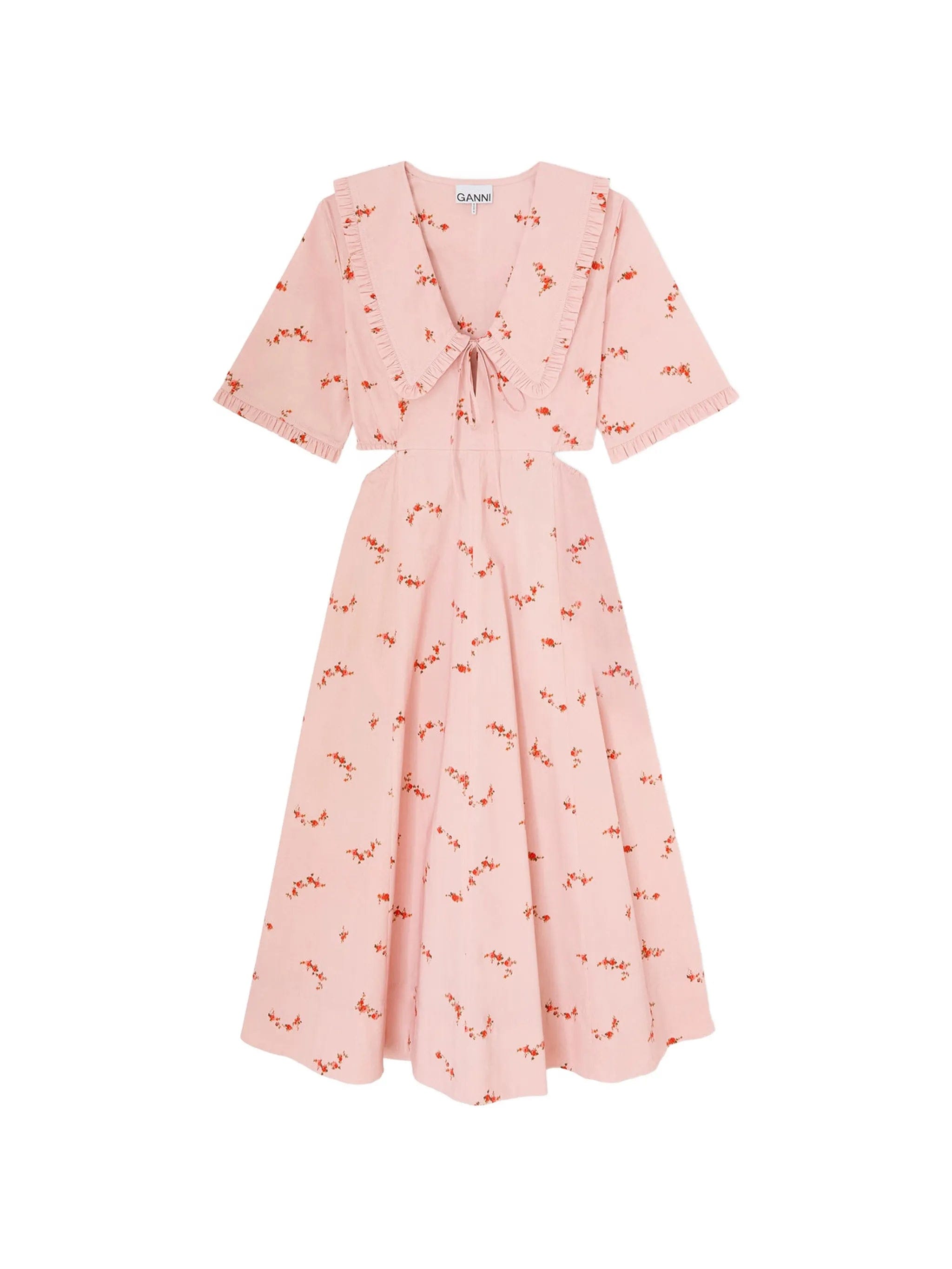 GANNI floral - print cut - out midi dress