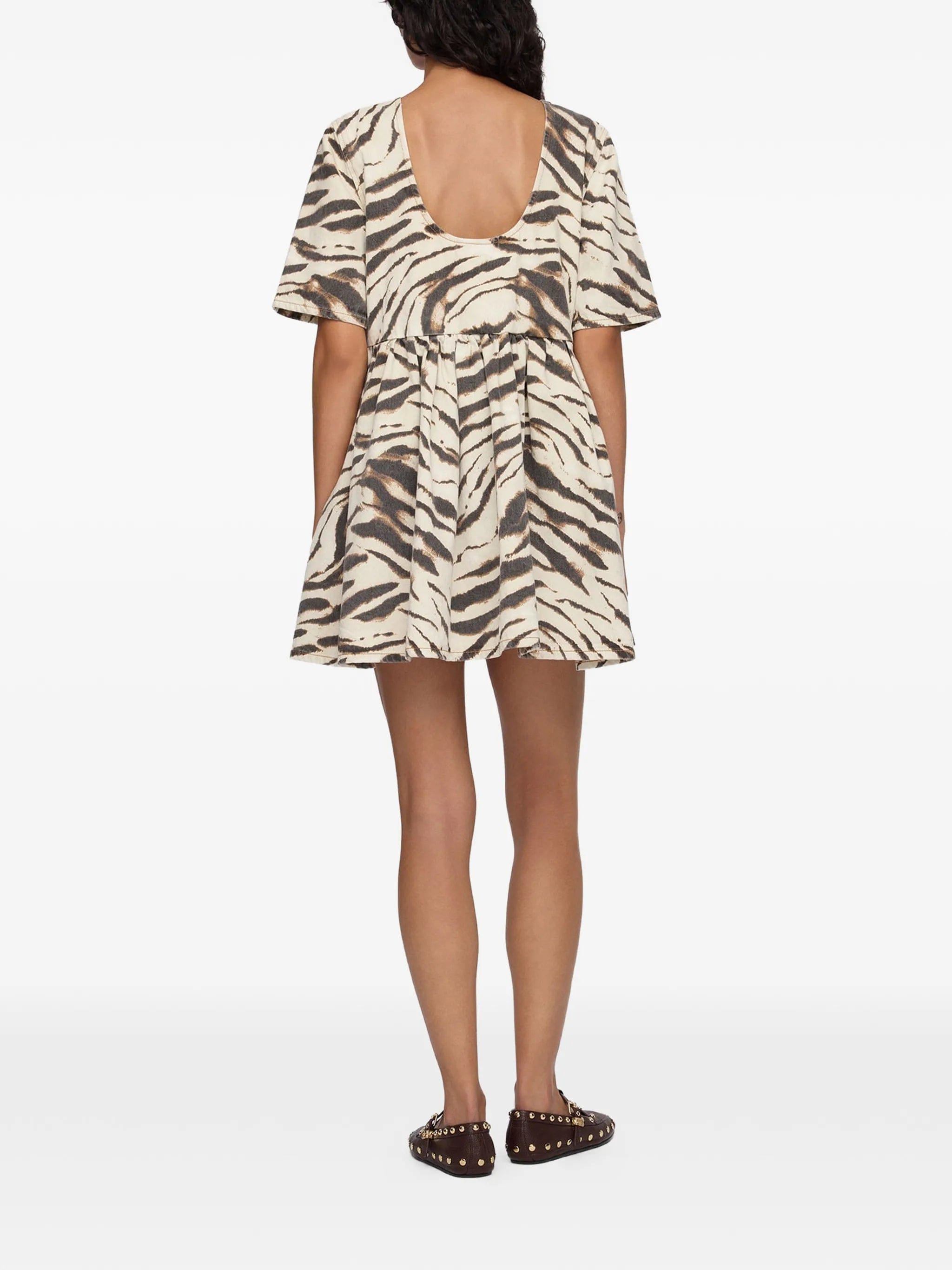 GANNI zebra - print denim dress