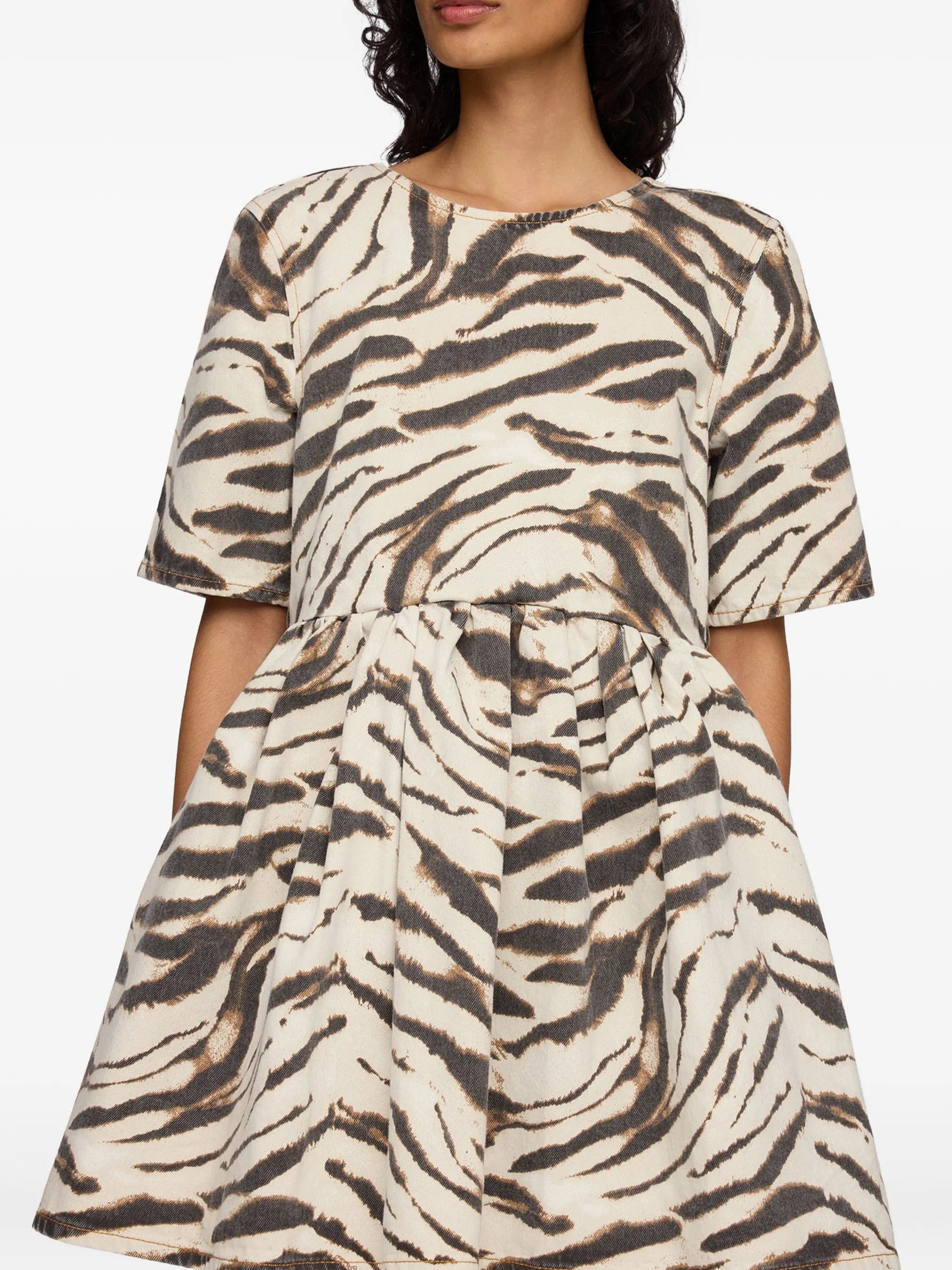 GANNI zebra - print denim dress