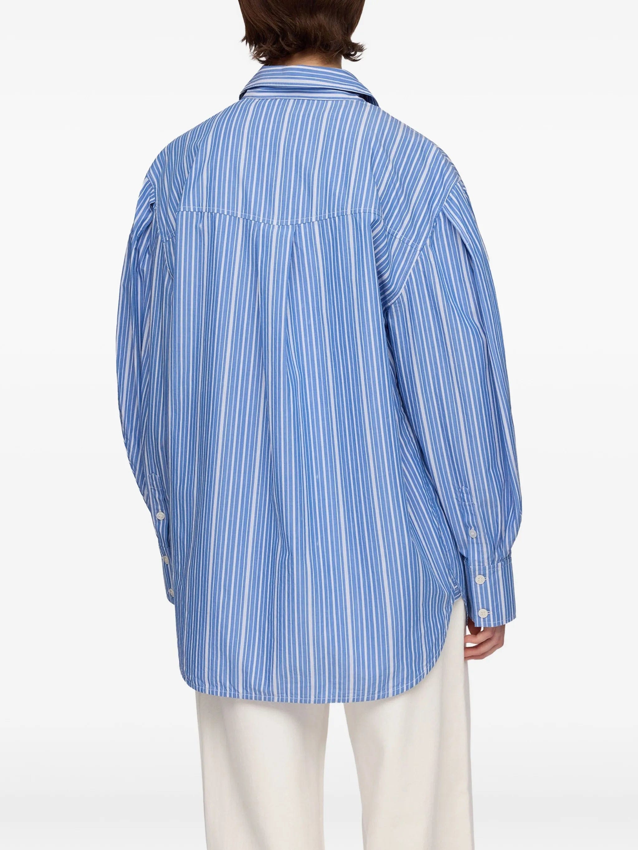 GANNI striped balloon - sleeve shirt