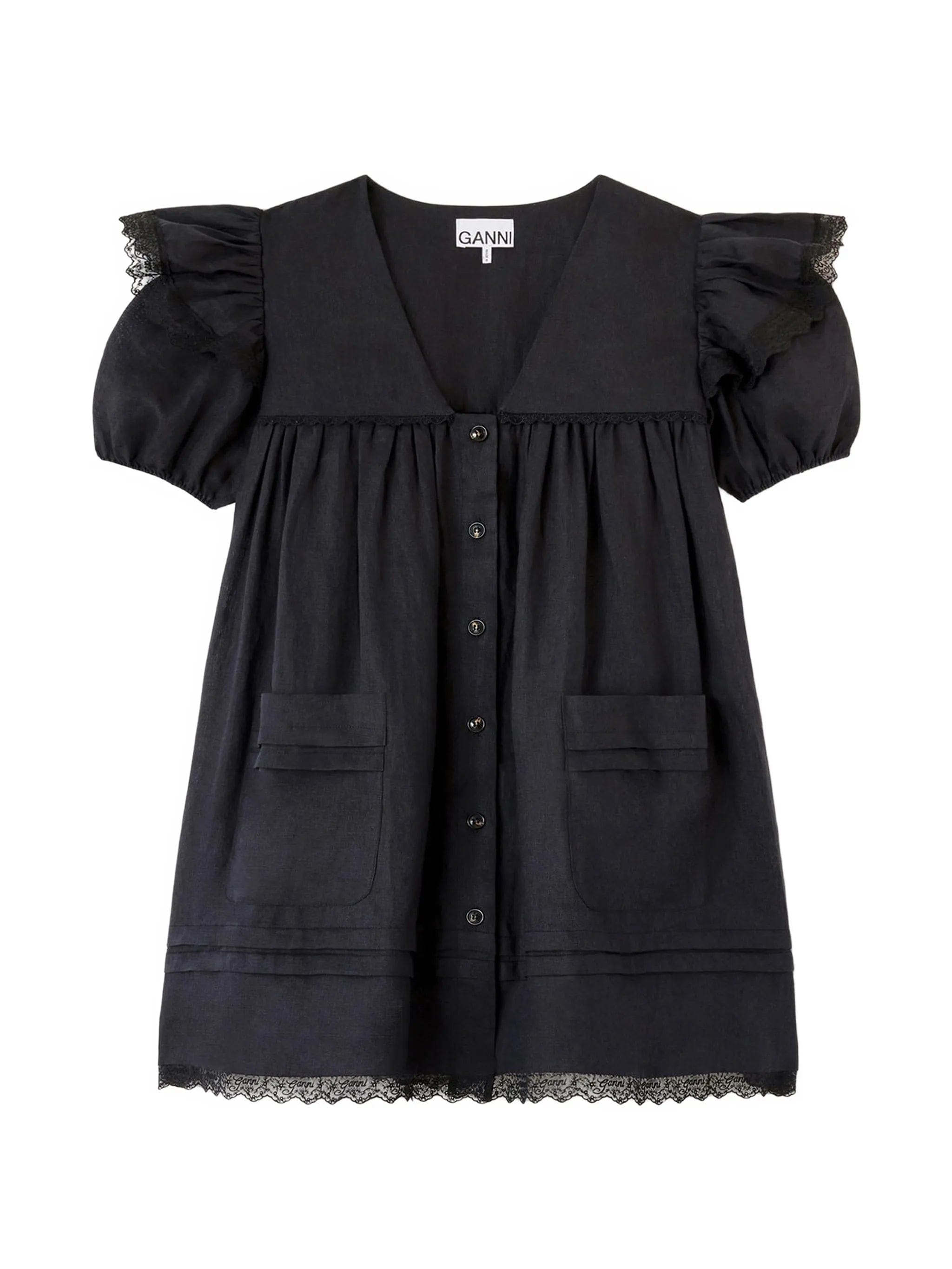 GANNI ruffled lace - trim dress
