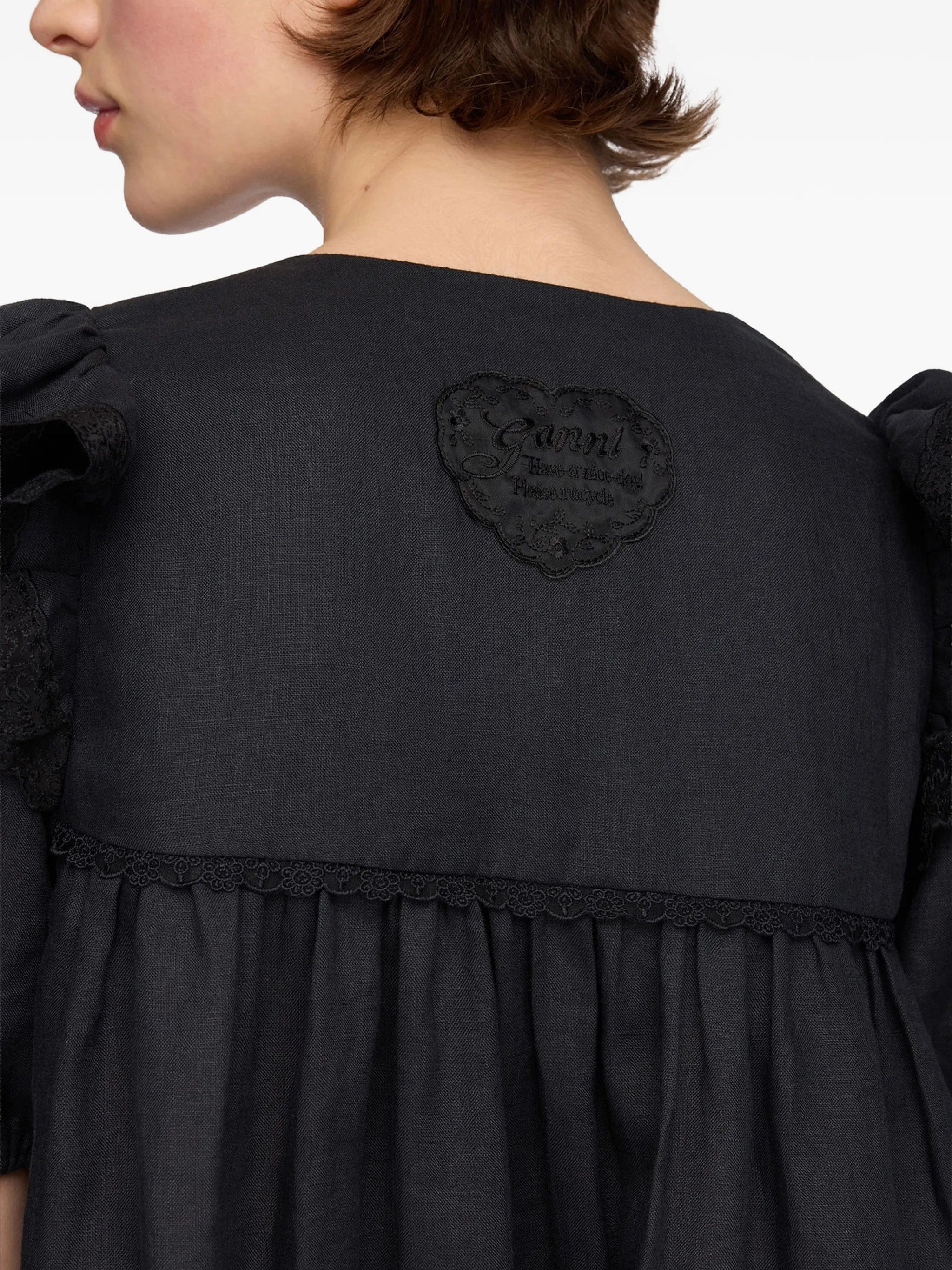 GANNI ruffled lace - trim dress