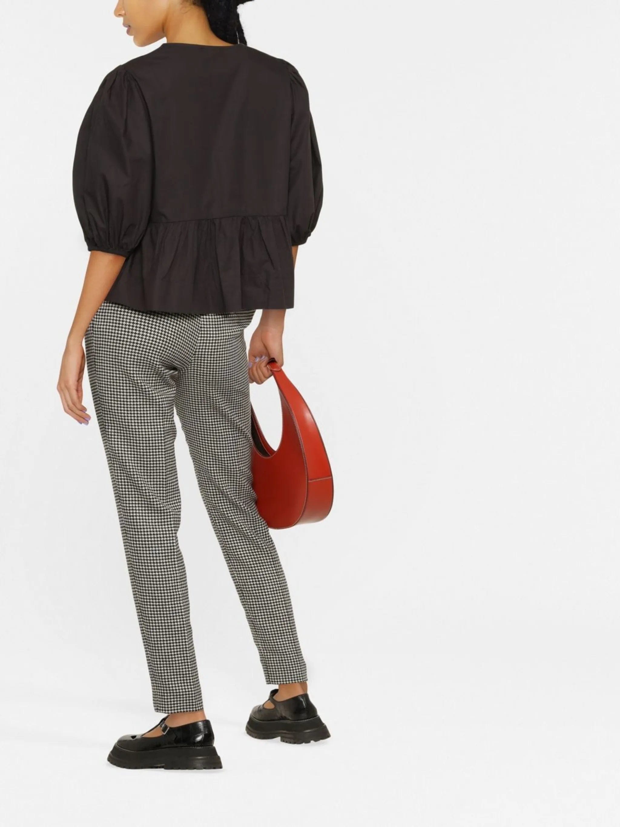 GANNI puff - sleeved peplum blouse