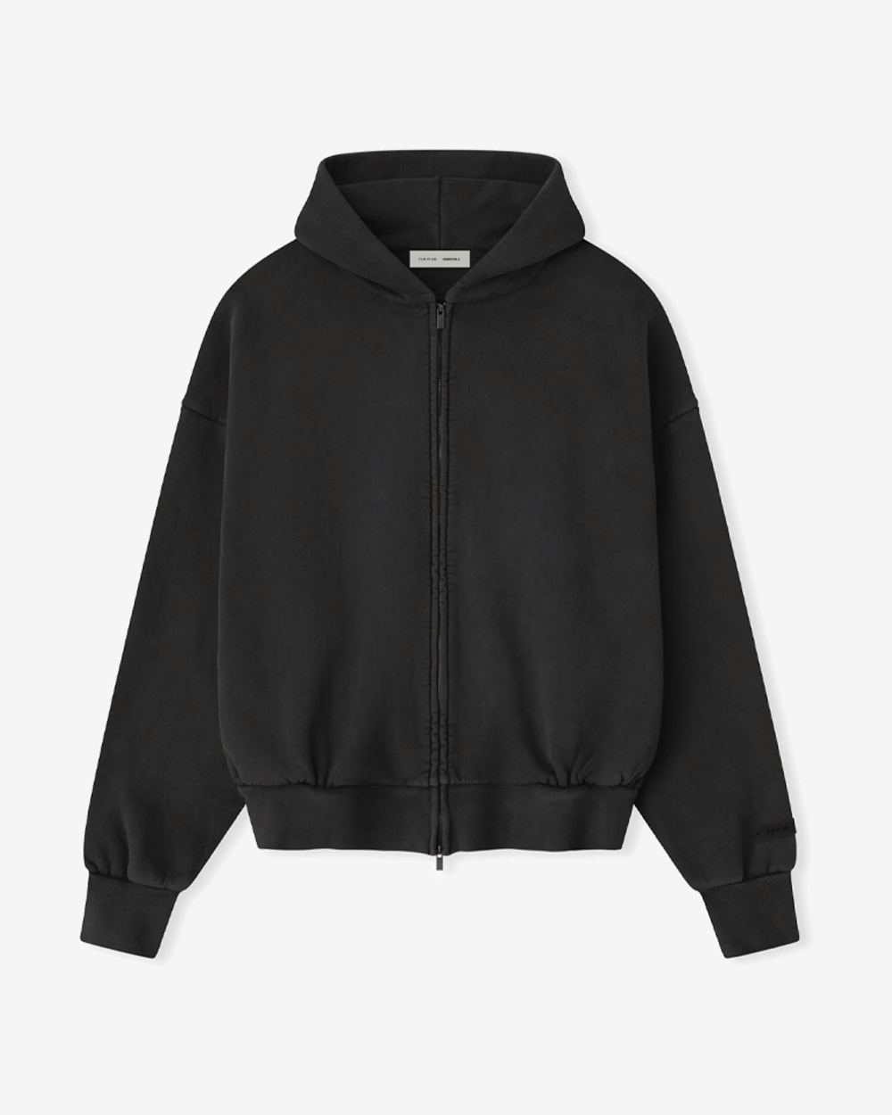 FOG ESSENTIALS SS25 EMBROIDERED CLASSIC FULL ZIP HOODIE VINTAGE BLACK