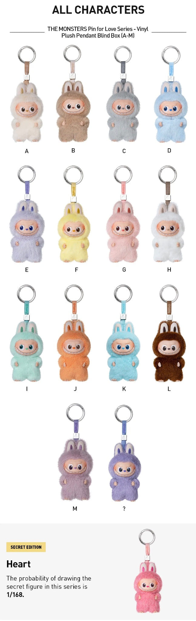 Chasethepop Labubu Pin for Love Vinyl Plush Blind Box (A - M) THE MONSTERS by POP MART