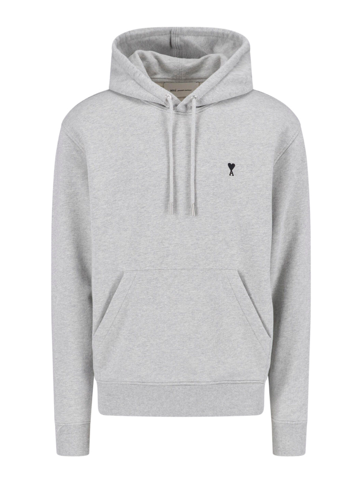 Ami Grey Cotton Ami De Cœur Embroidered Hoodie