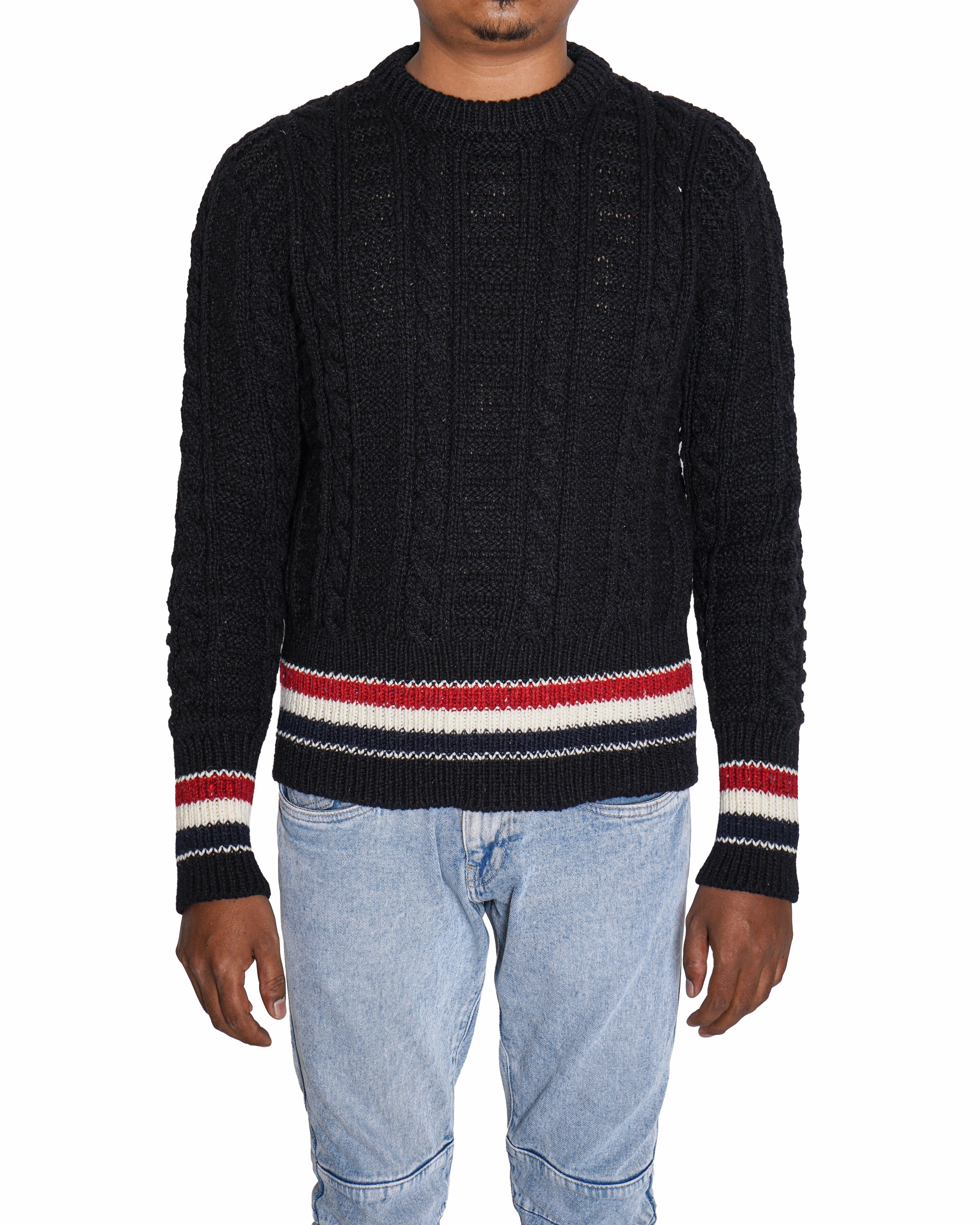 Thom BrowneARAN CABLE STITCH MERINO WOOL PULLOVER