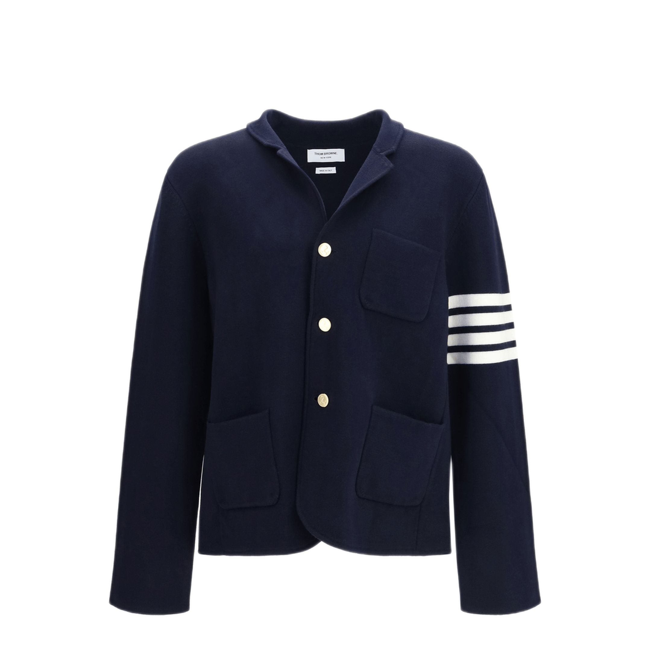 Thom Browne Single - Breasted Wool Jacket With Four - Bar Sleeve Detail