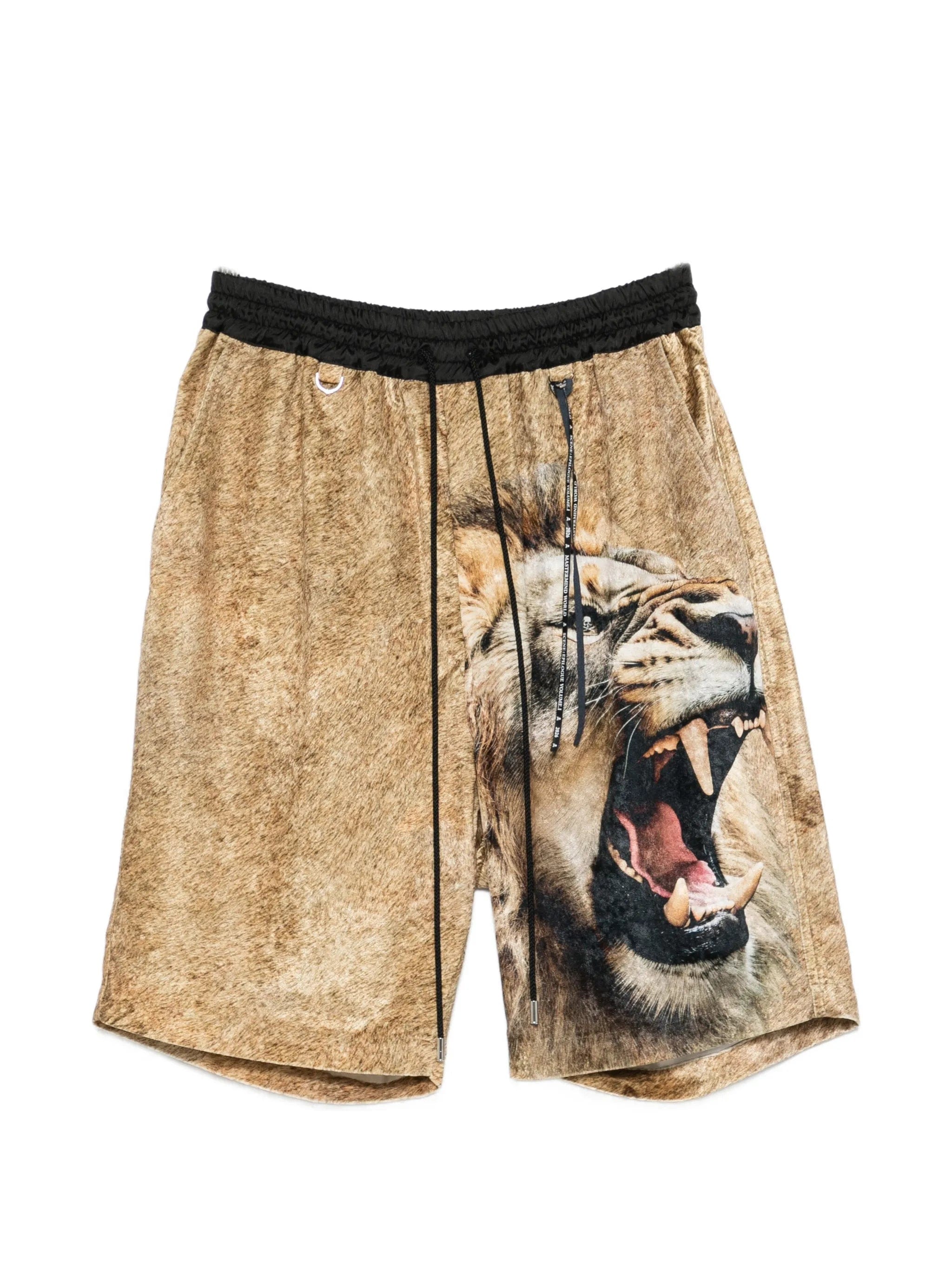 Mastermind Japan lion - print drawstring shorts