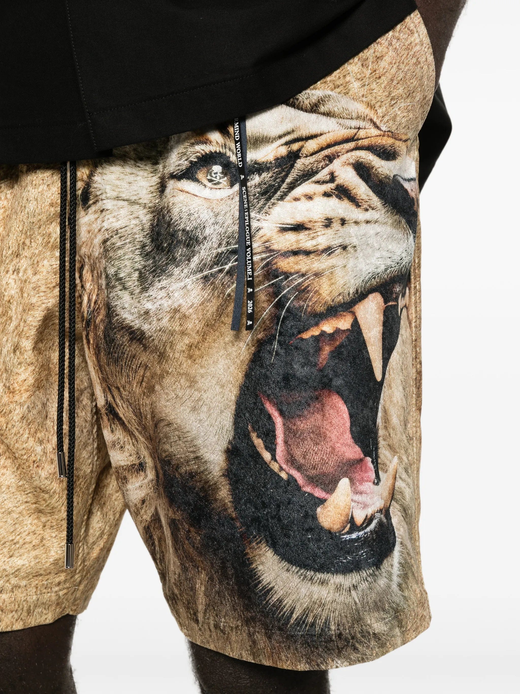 Mastermind Japan lion - print drawstring shorts