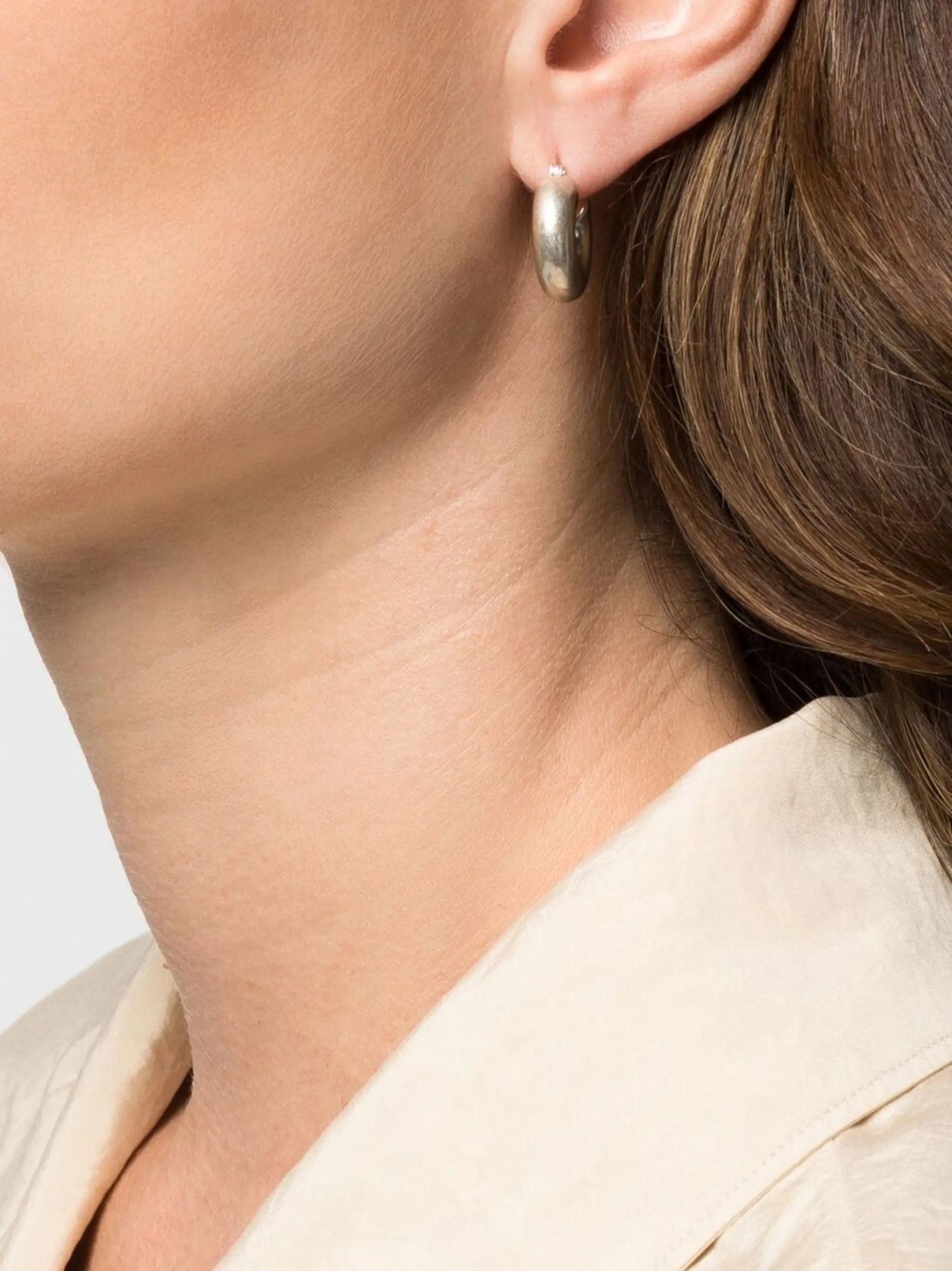 Jil Sander sterling - silver sculptural hoop earrings