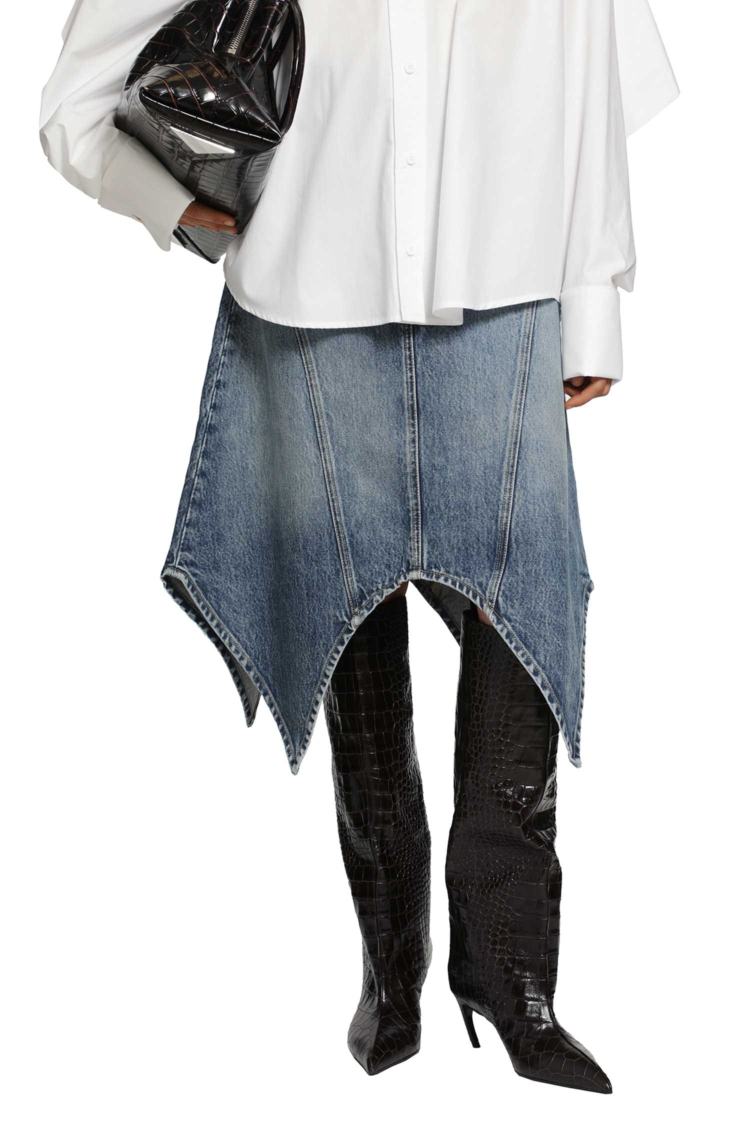 THE Attico Denim Midi Skirt