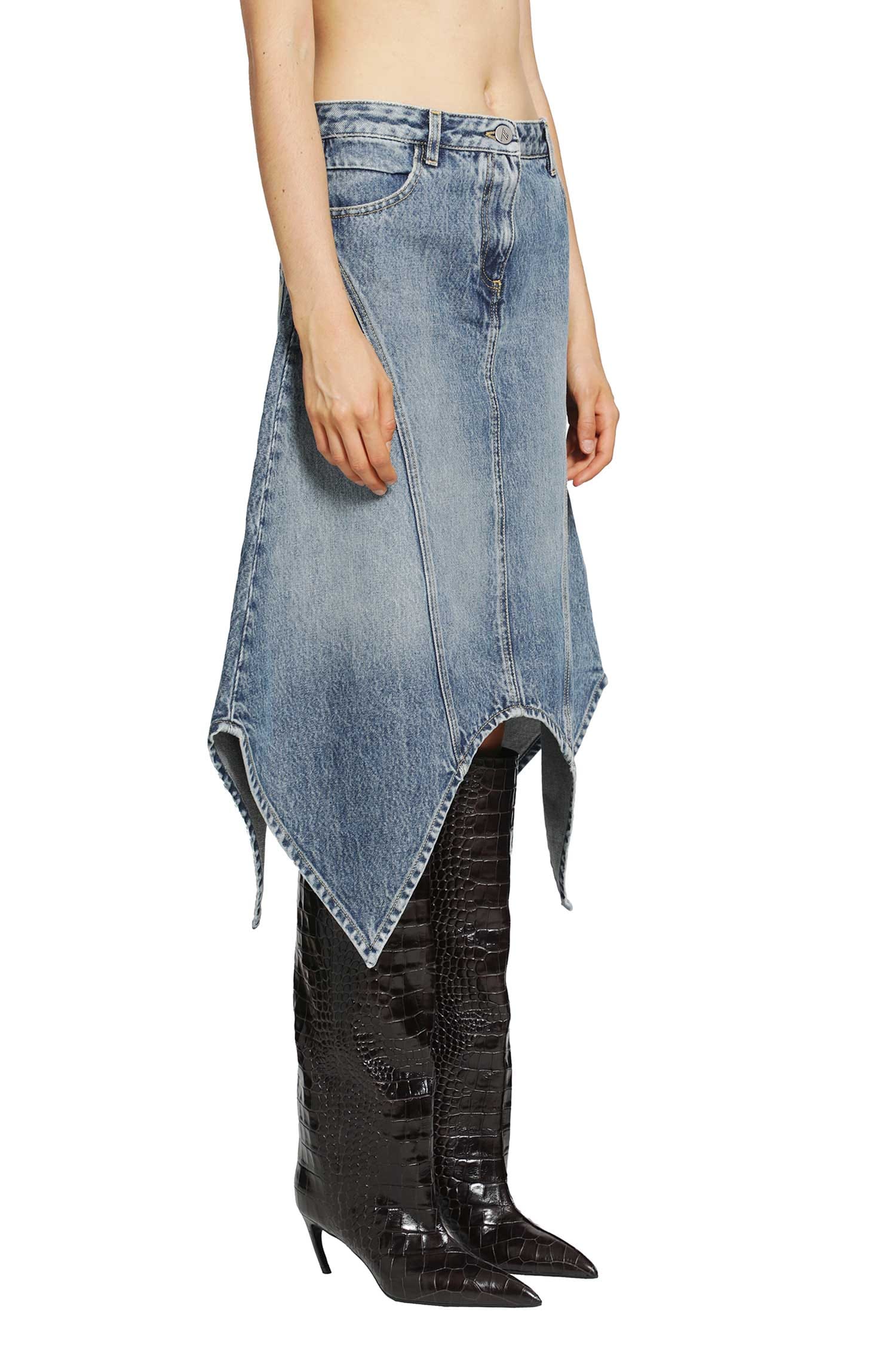 THE Attico Denim Midi Skirt
