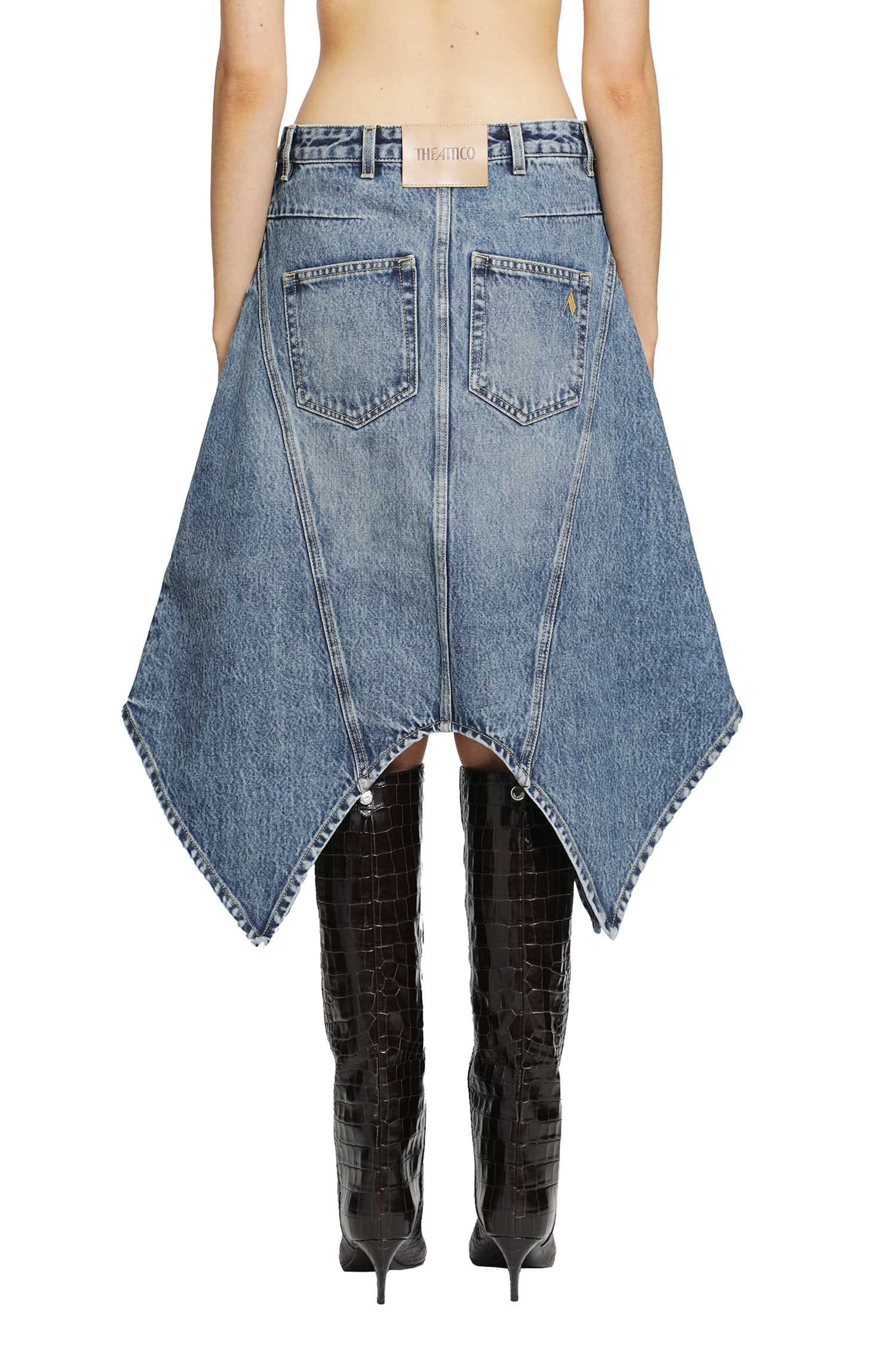 THE Attico Denim Midi Skirt