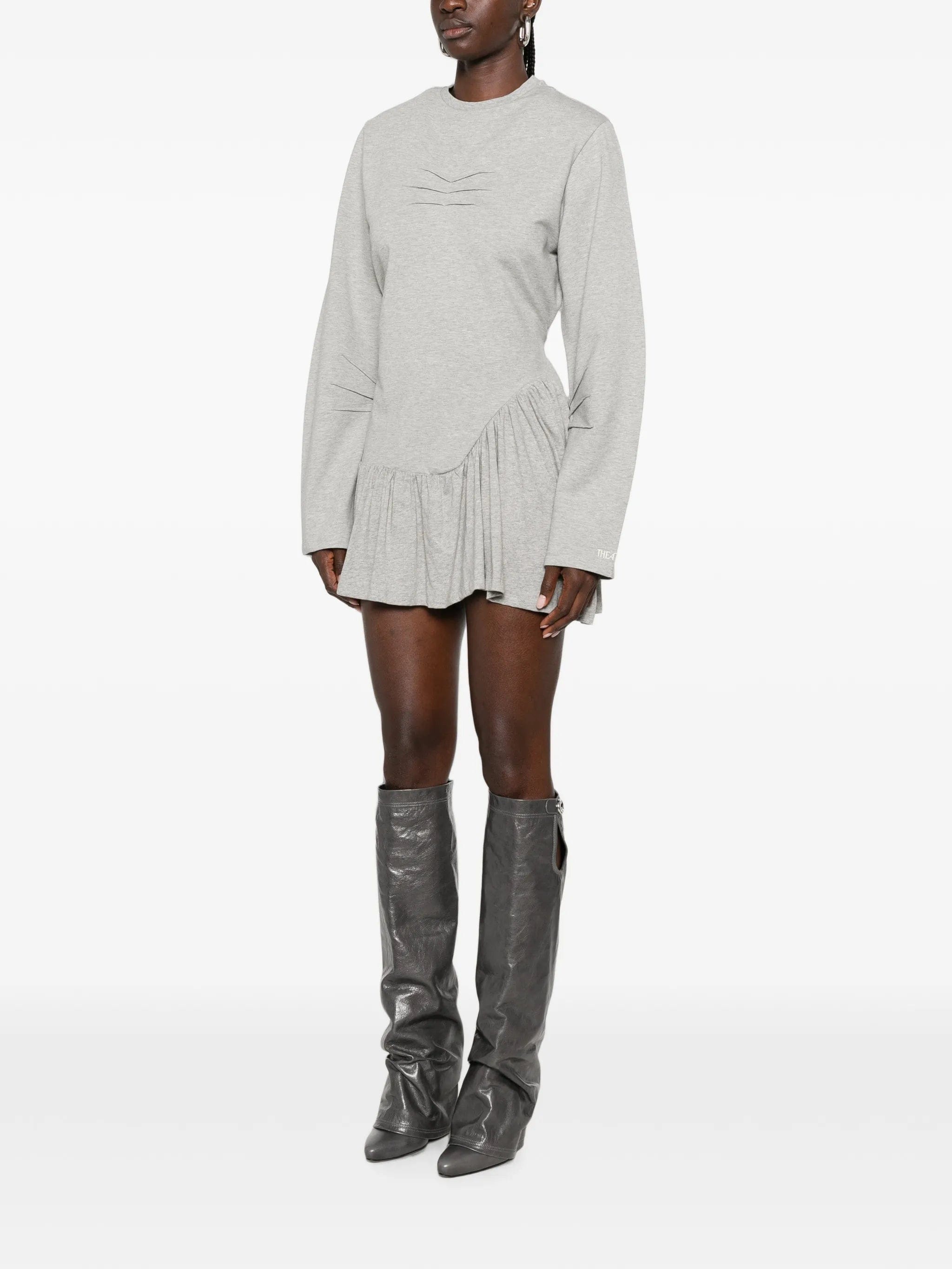 The Attico pleated long - sleeve mini dress