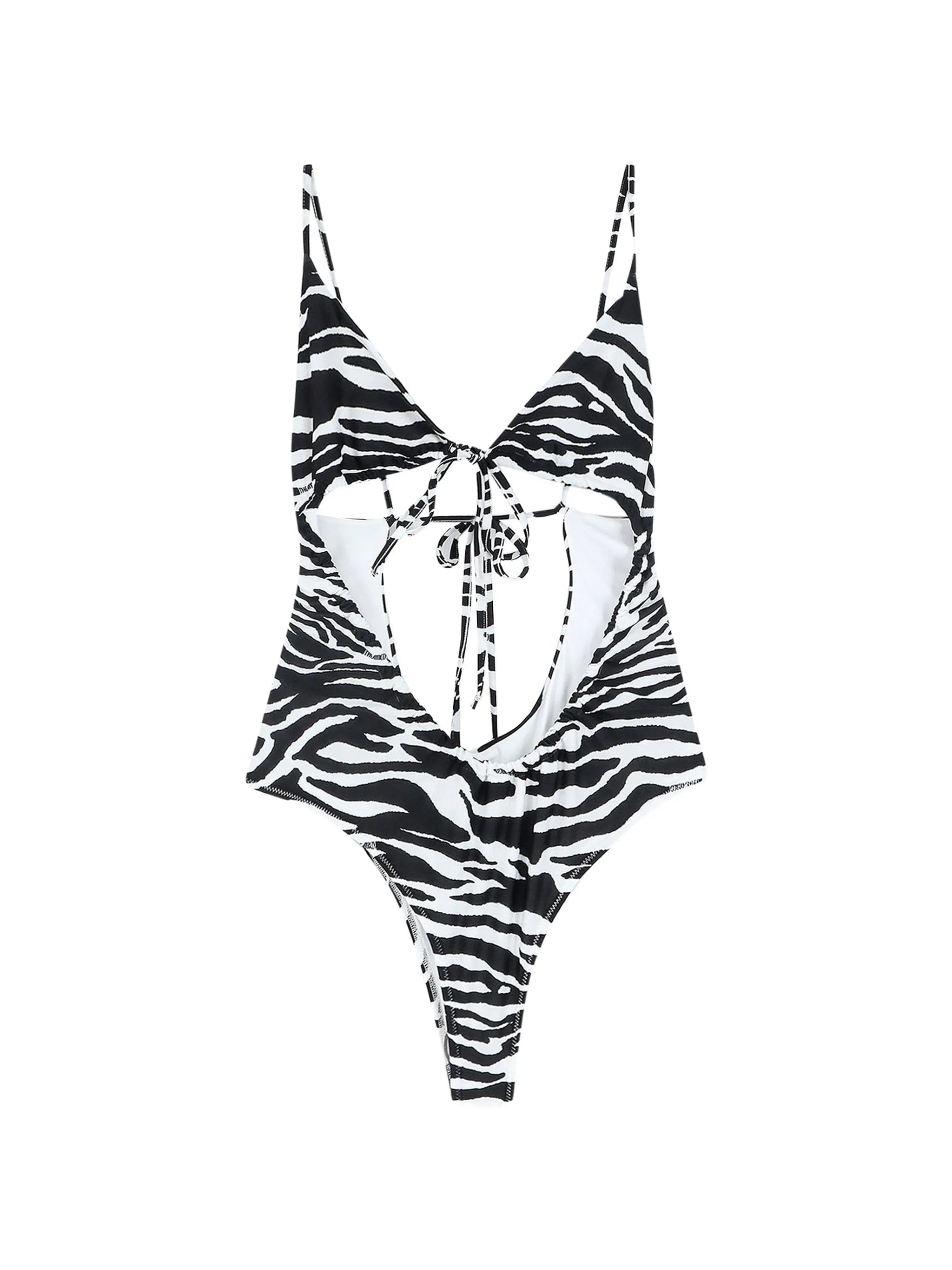 The Attico zebra - print swimsuit