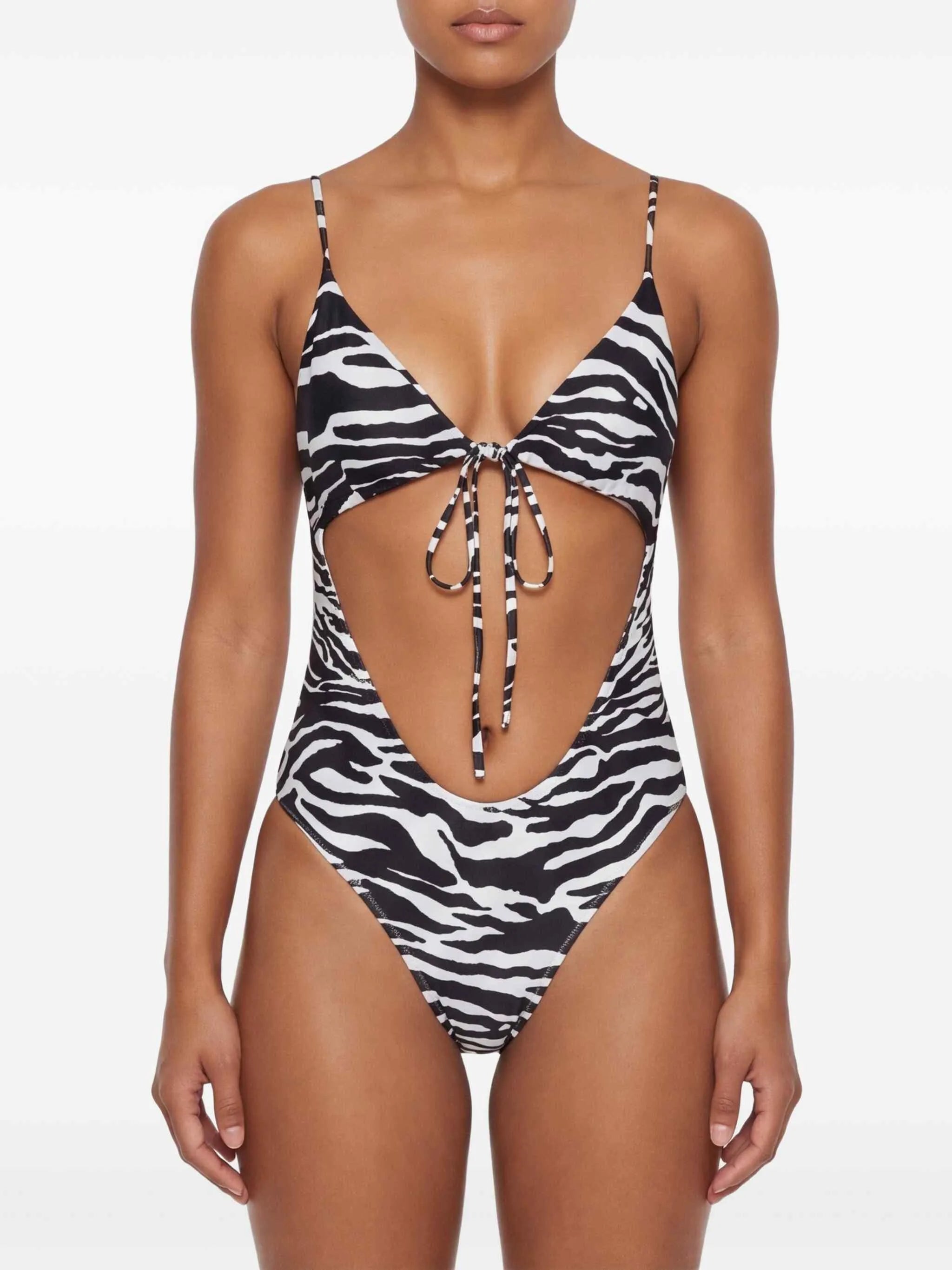 The Attico zebra - print swimsuit