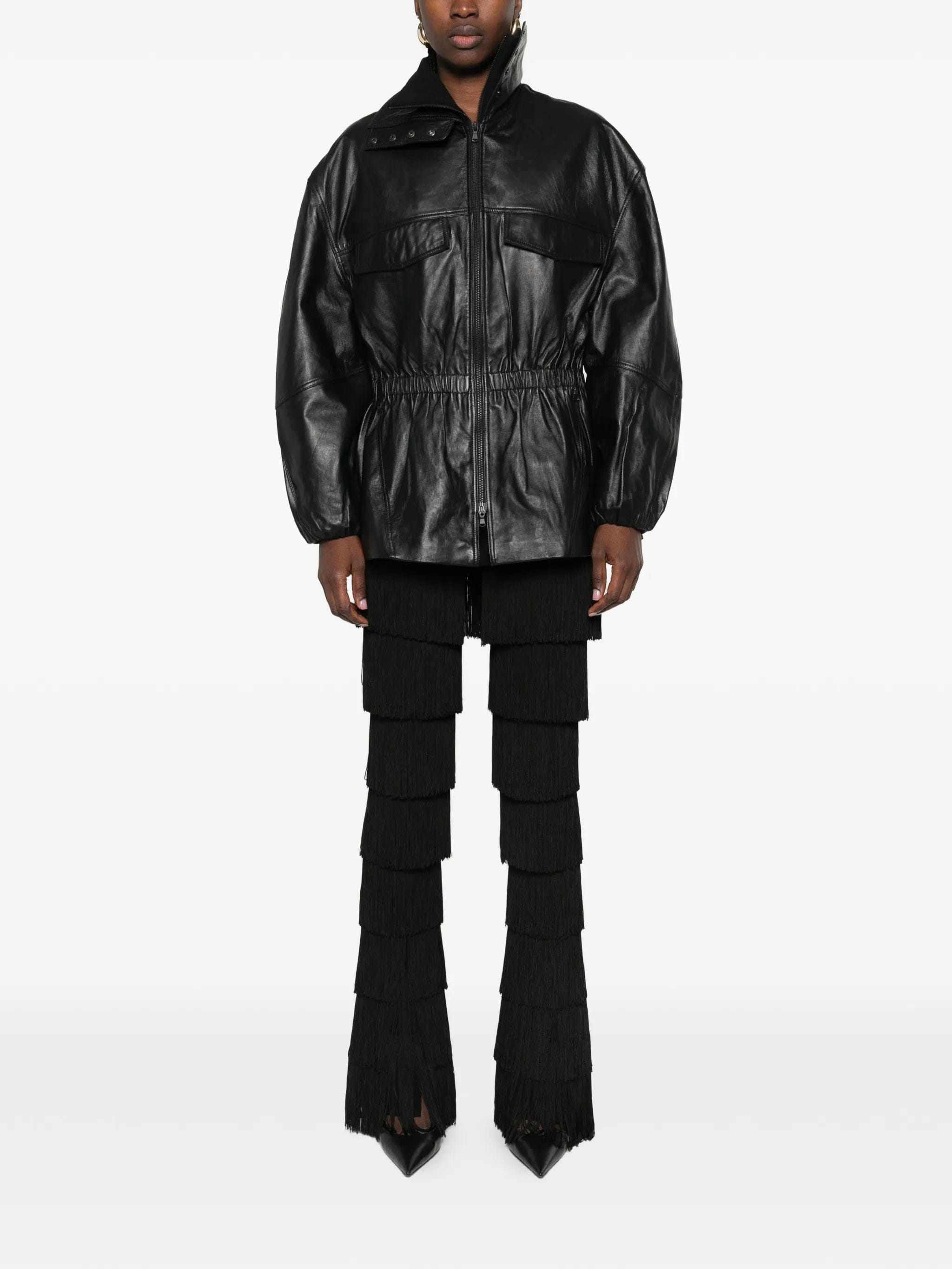 The Frankie Shop Carnaby funnel - neck leather jacket