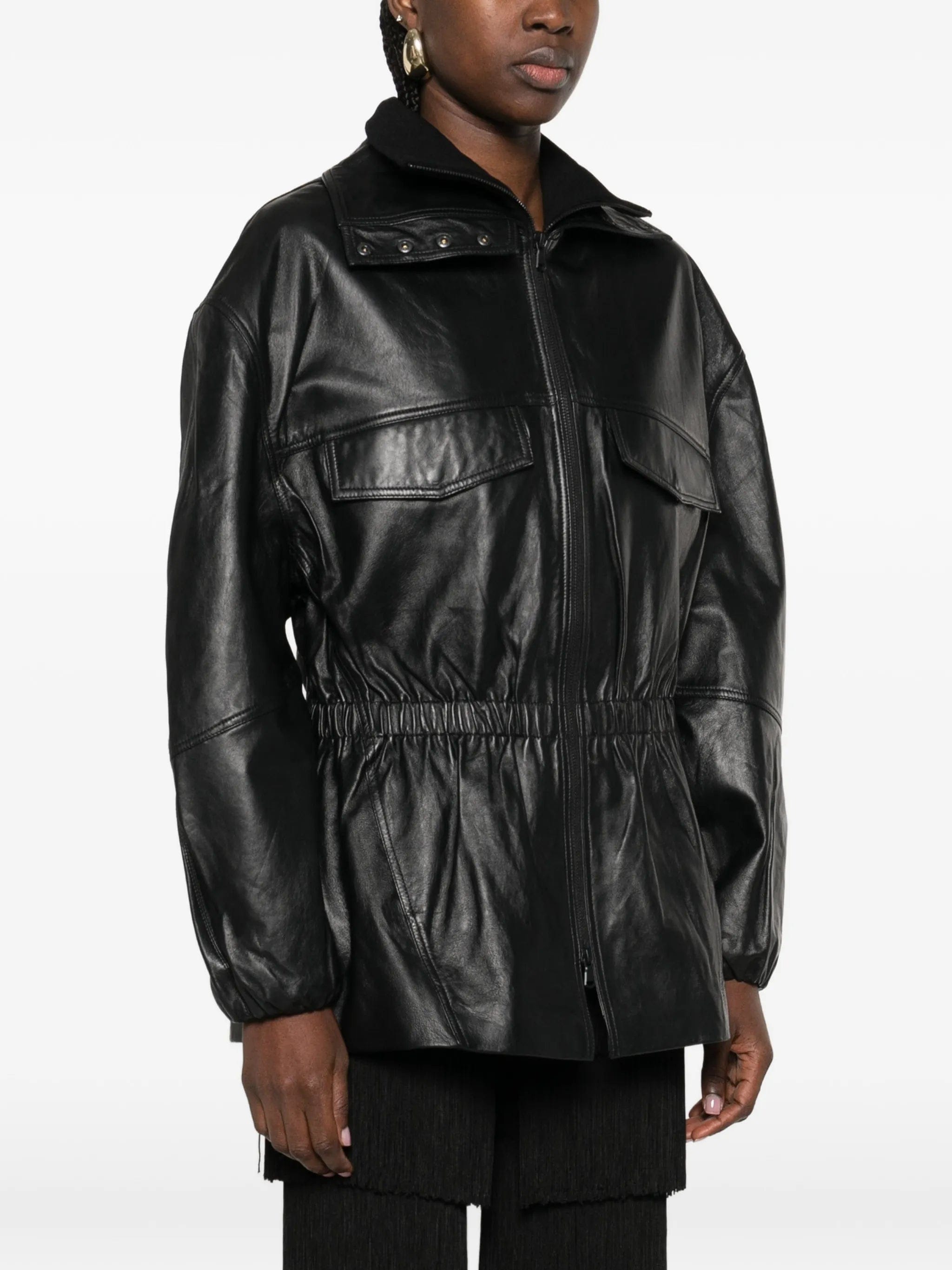 The Frankie Shop Carnaby funnel - neck leather jacket