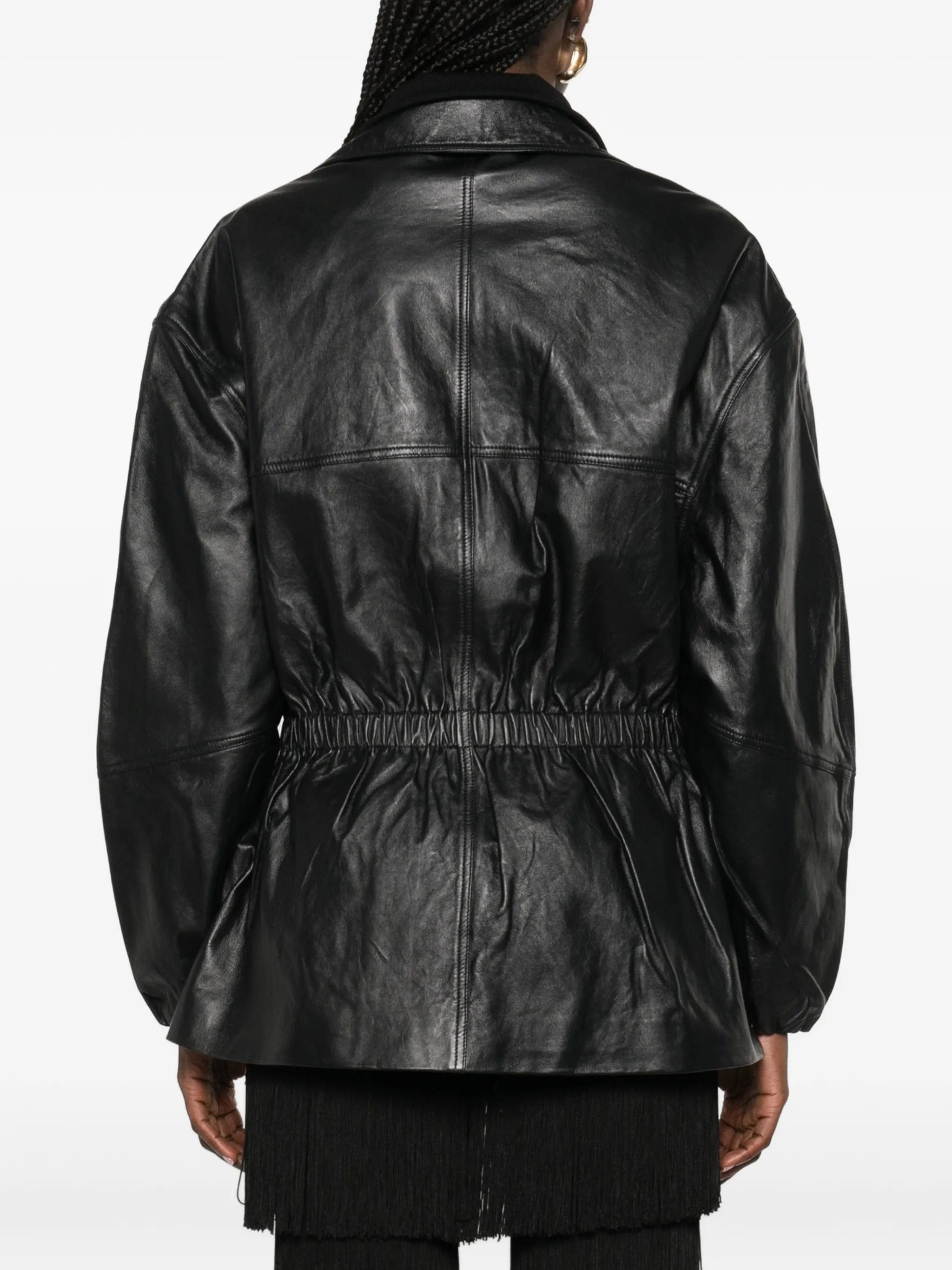 The Frankie Shop Carnaby funnel - neck leather jacket