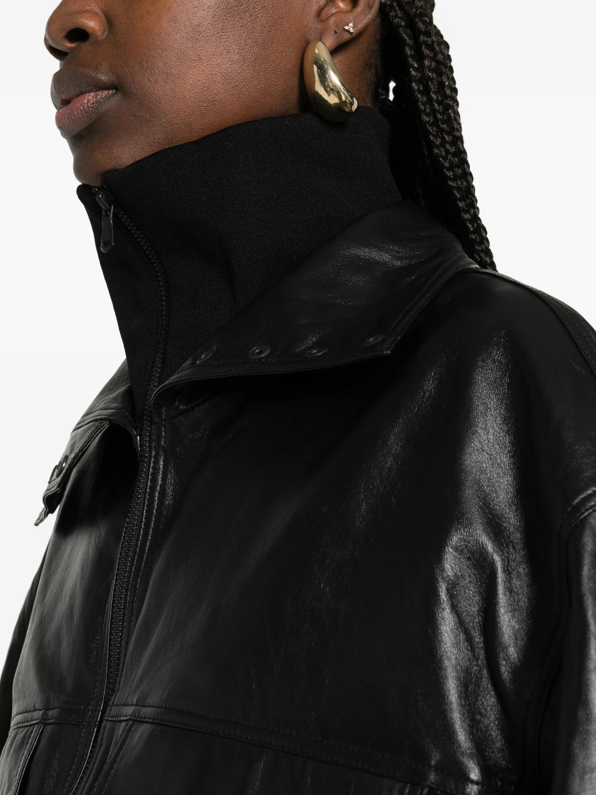 The Frankie Shop Carnaby funnel - neck leather jacket