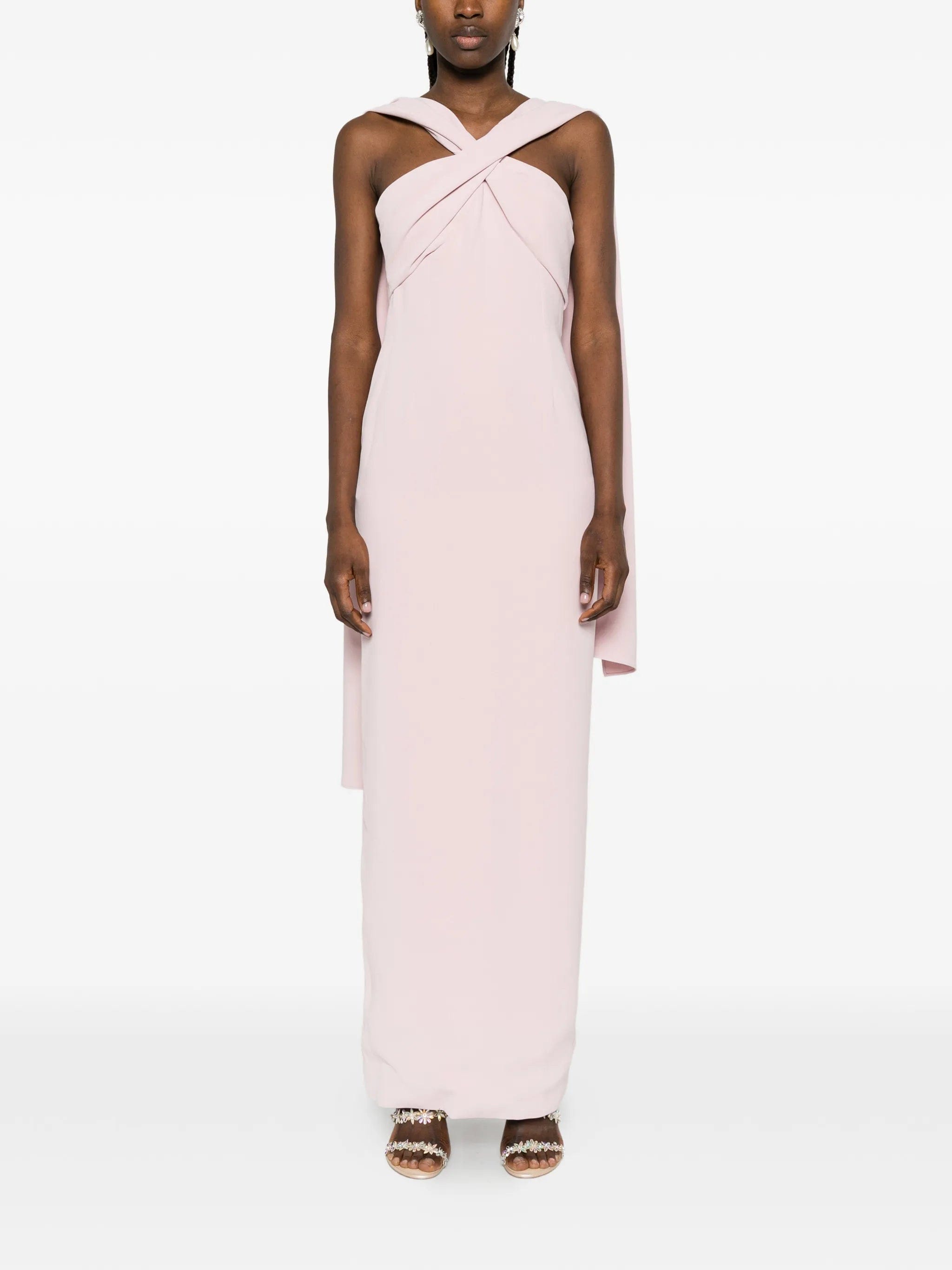 Solace London halter - neck draped - scarf maxi dress