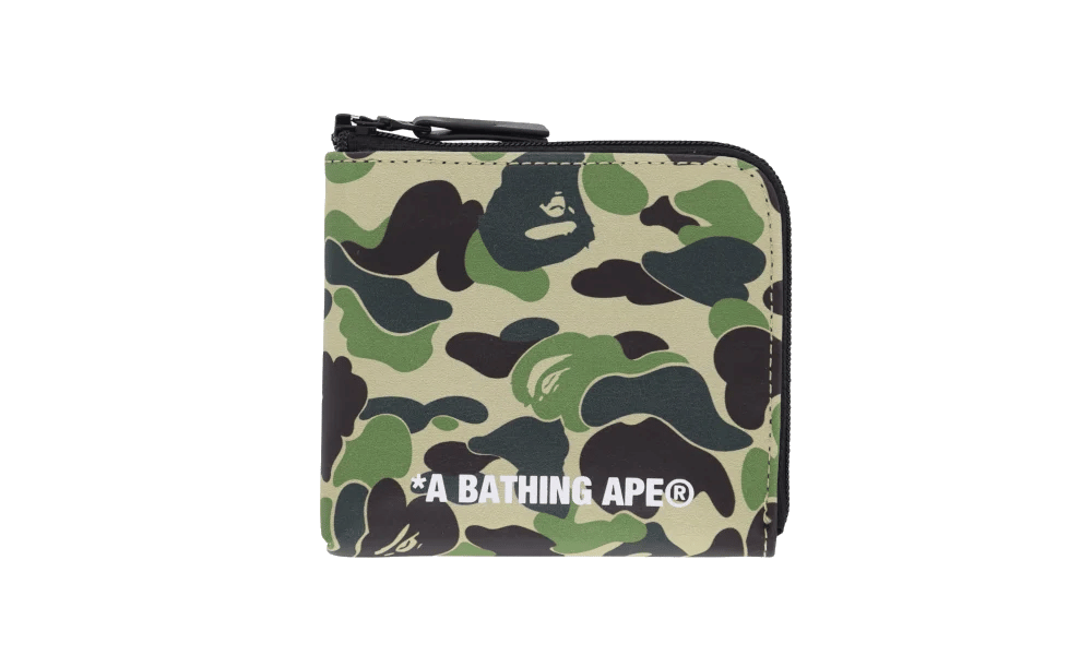 A Bathing Ape ABC Camo Pu Leather Mini Zipped Wallet M Green